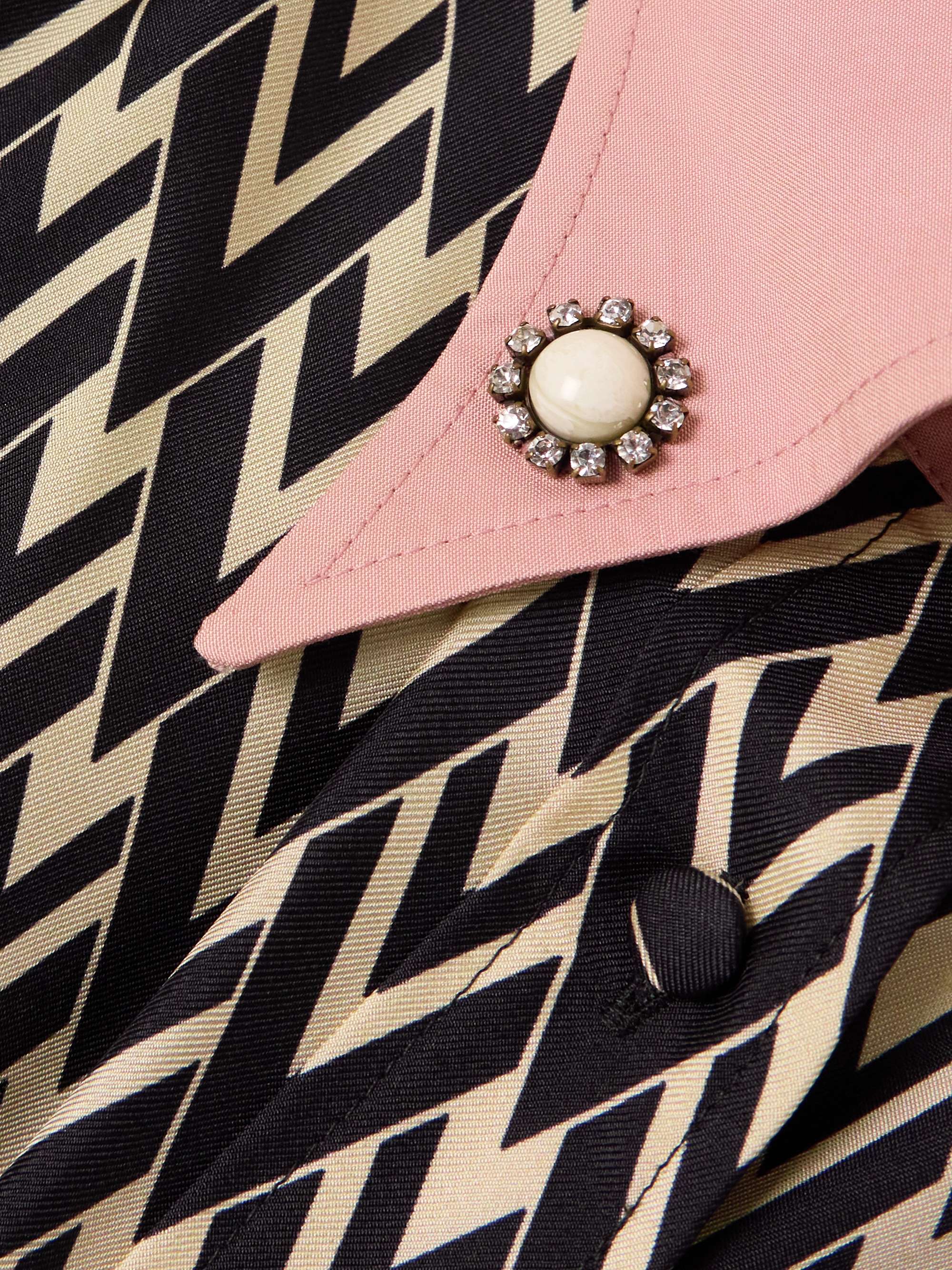 Embellished belted printed silk-twill midi shirt dress view