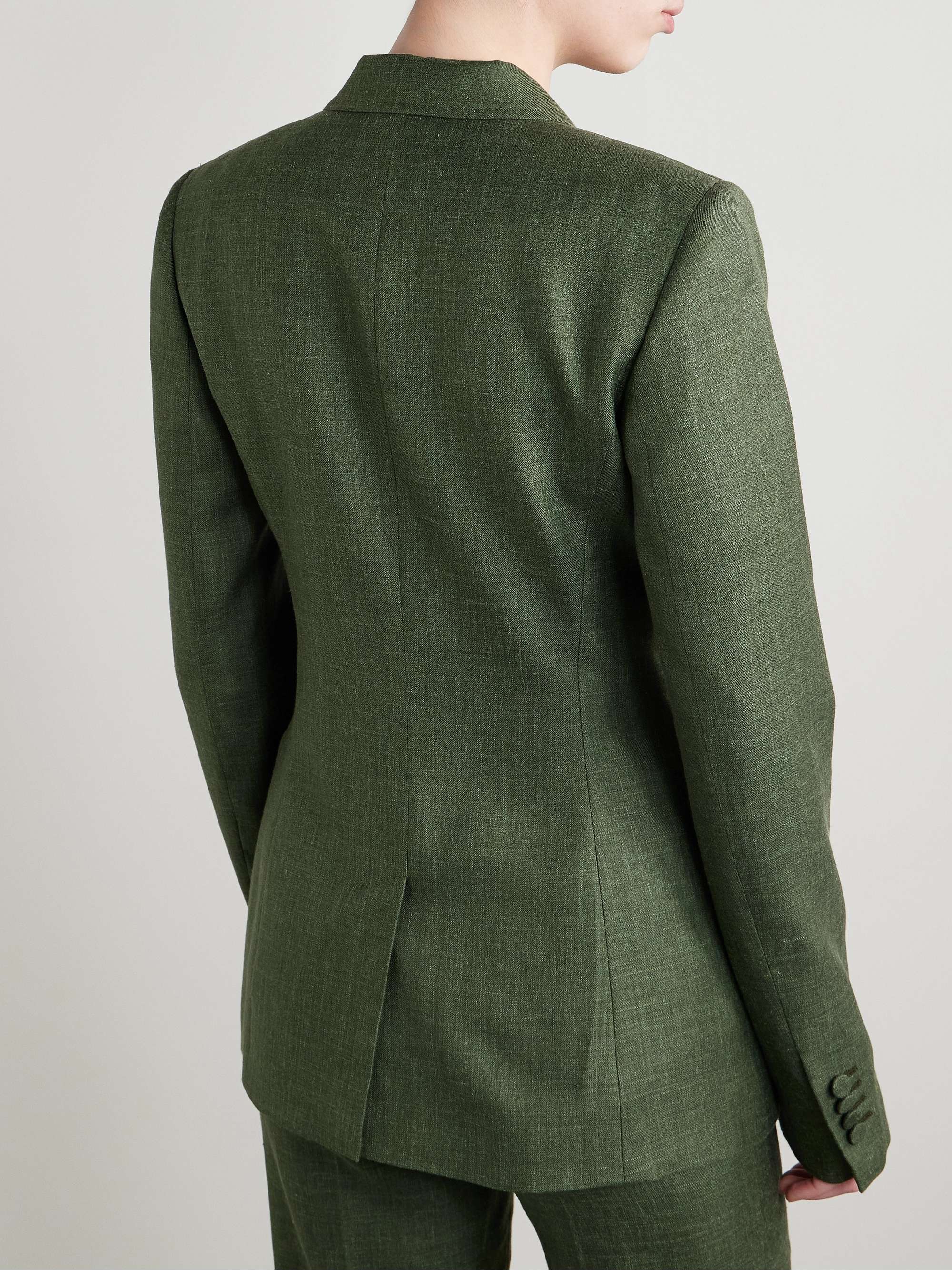 Angela double-breasted wool, silk and linen-blend blazer view