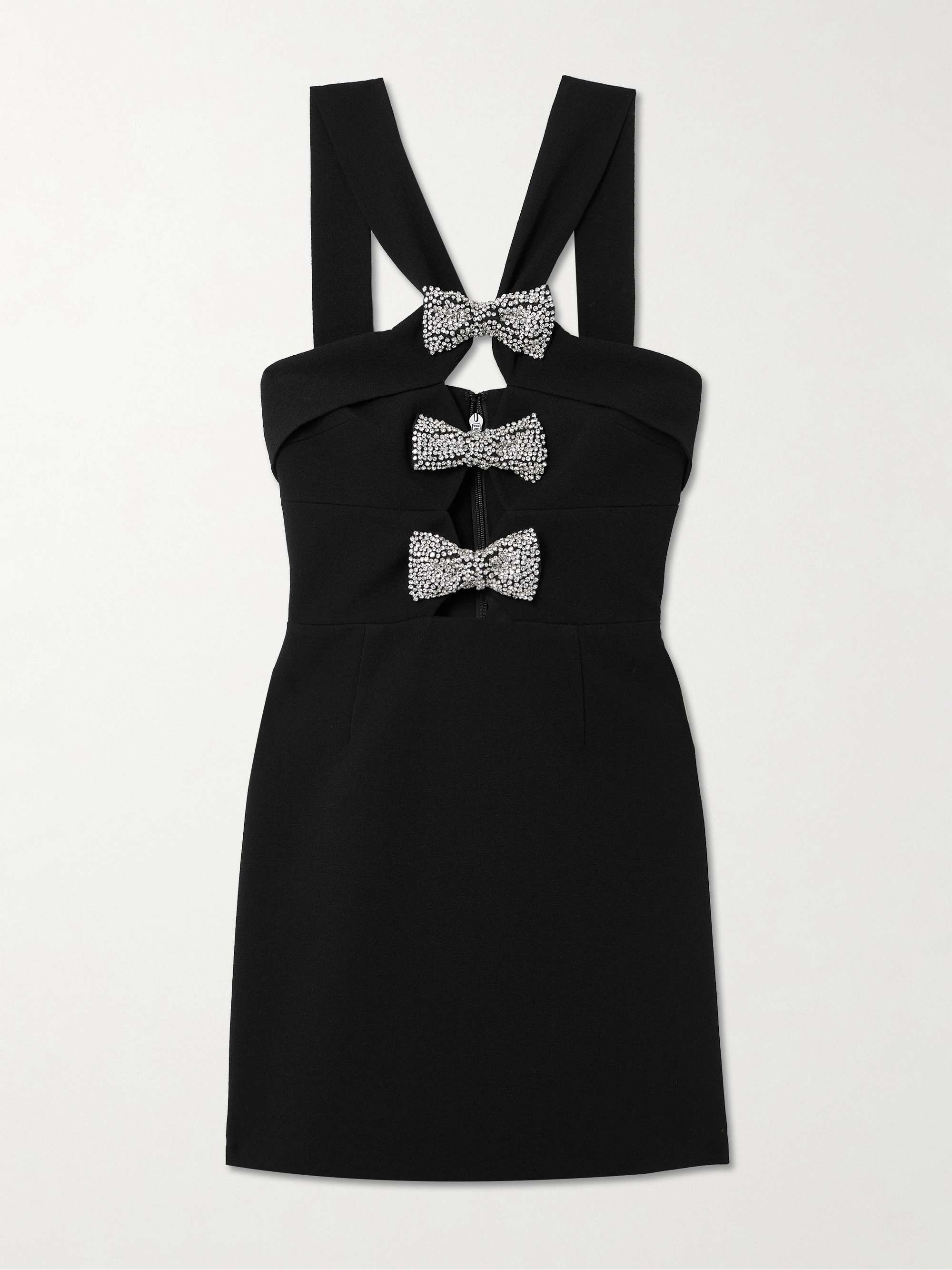 Eliana cutout bow and crystal-embellished stretch-cady mini dress hero visual