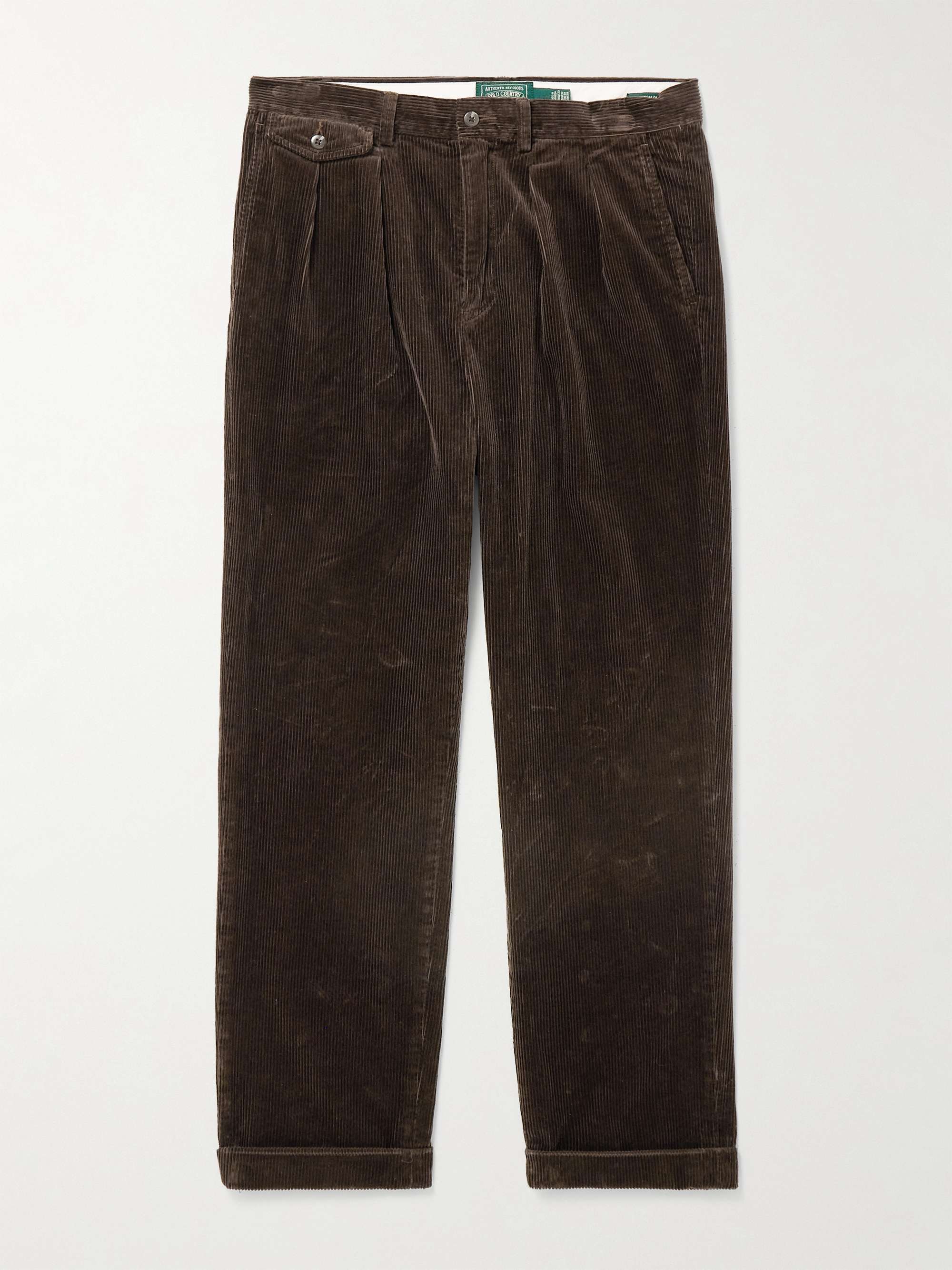 Polo Country Slim-Fit Straight-Leg Pleated Cotton-Corduroy Trousers hero visual