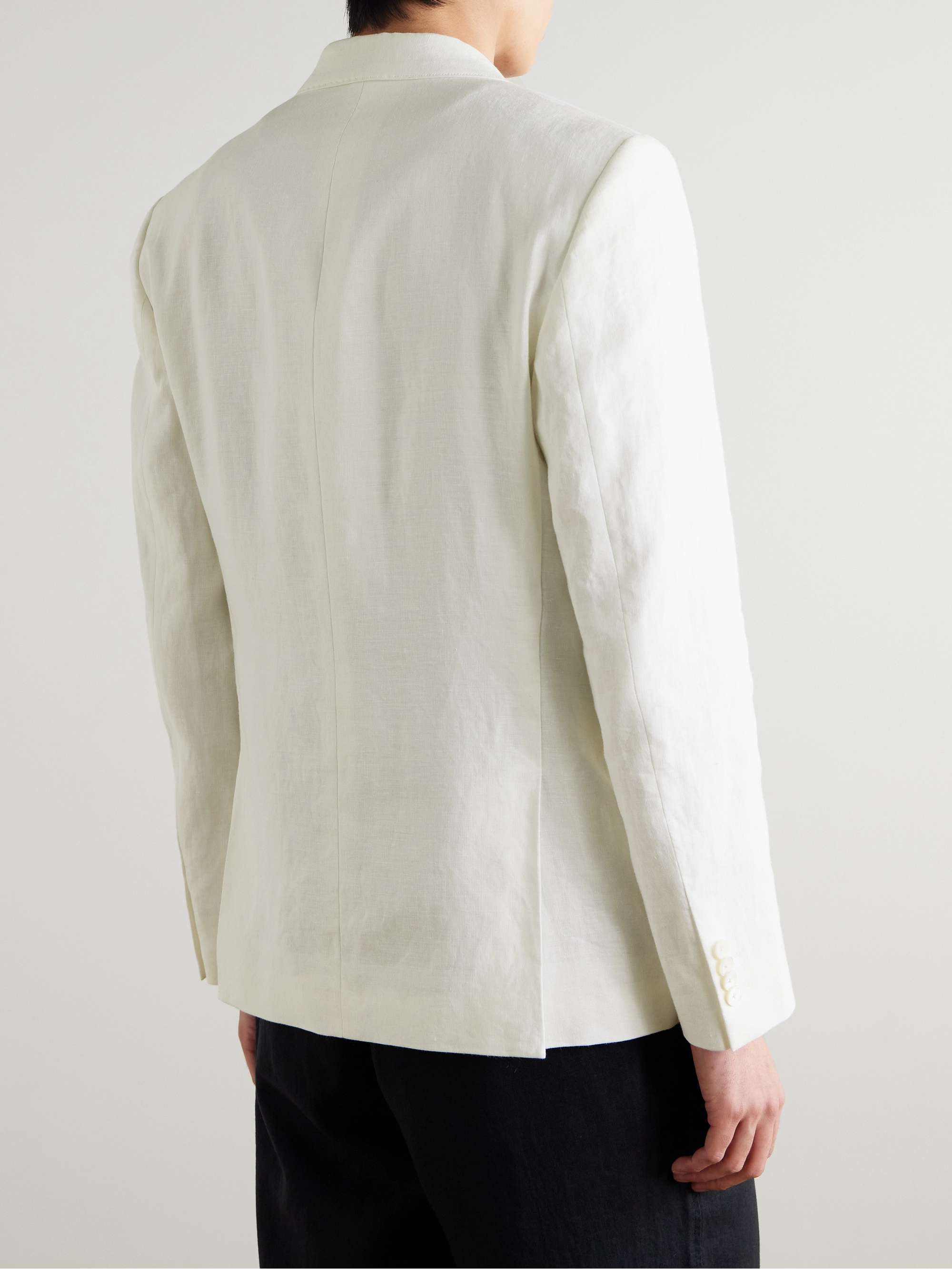 Double-Breasted Linen Tuxedo Jacket view