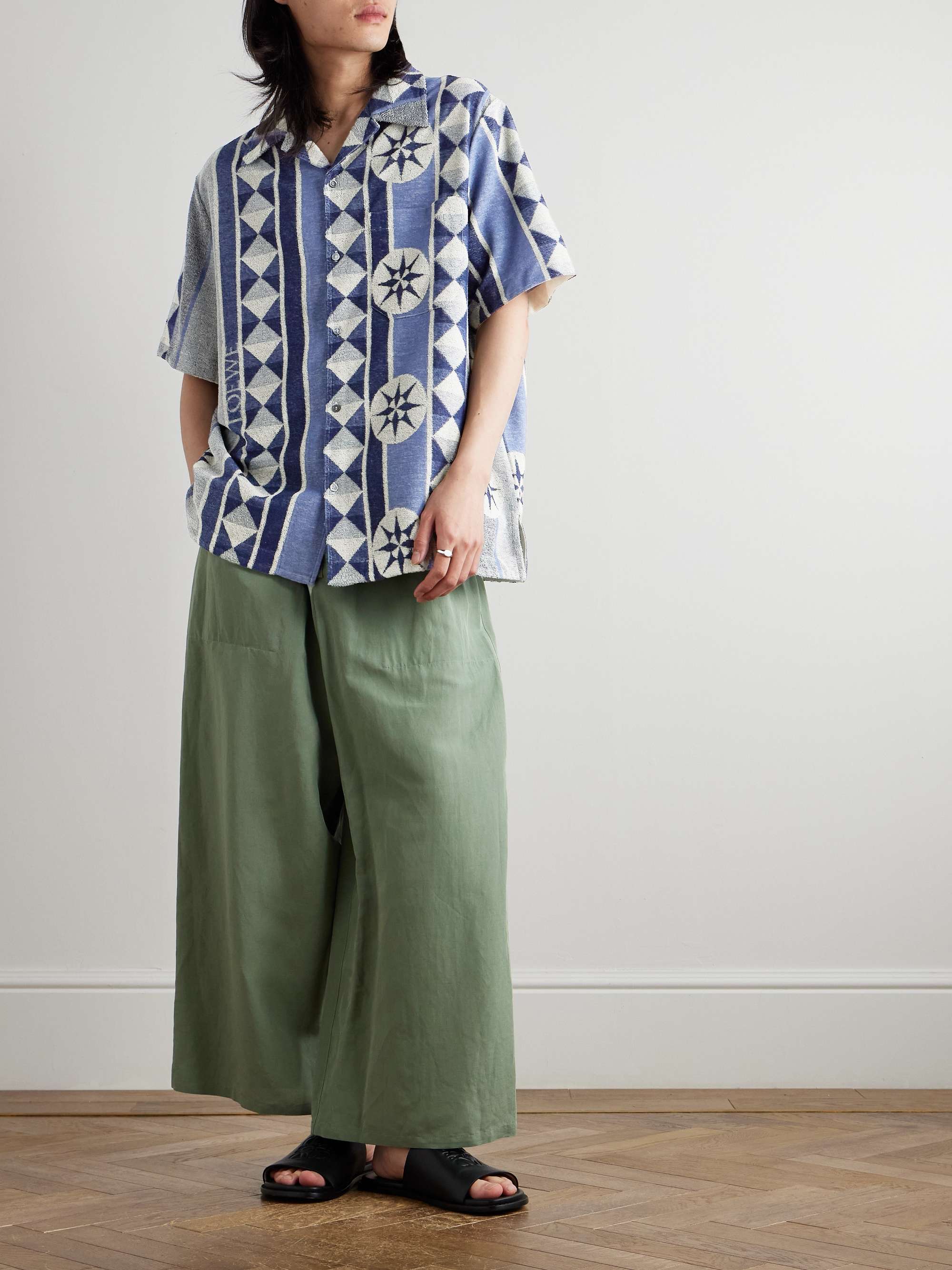 + Paula's Ibiza Camp-Collar Jacquard-Knit Cotton-Blend Terry Shirt view