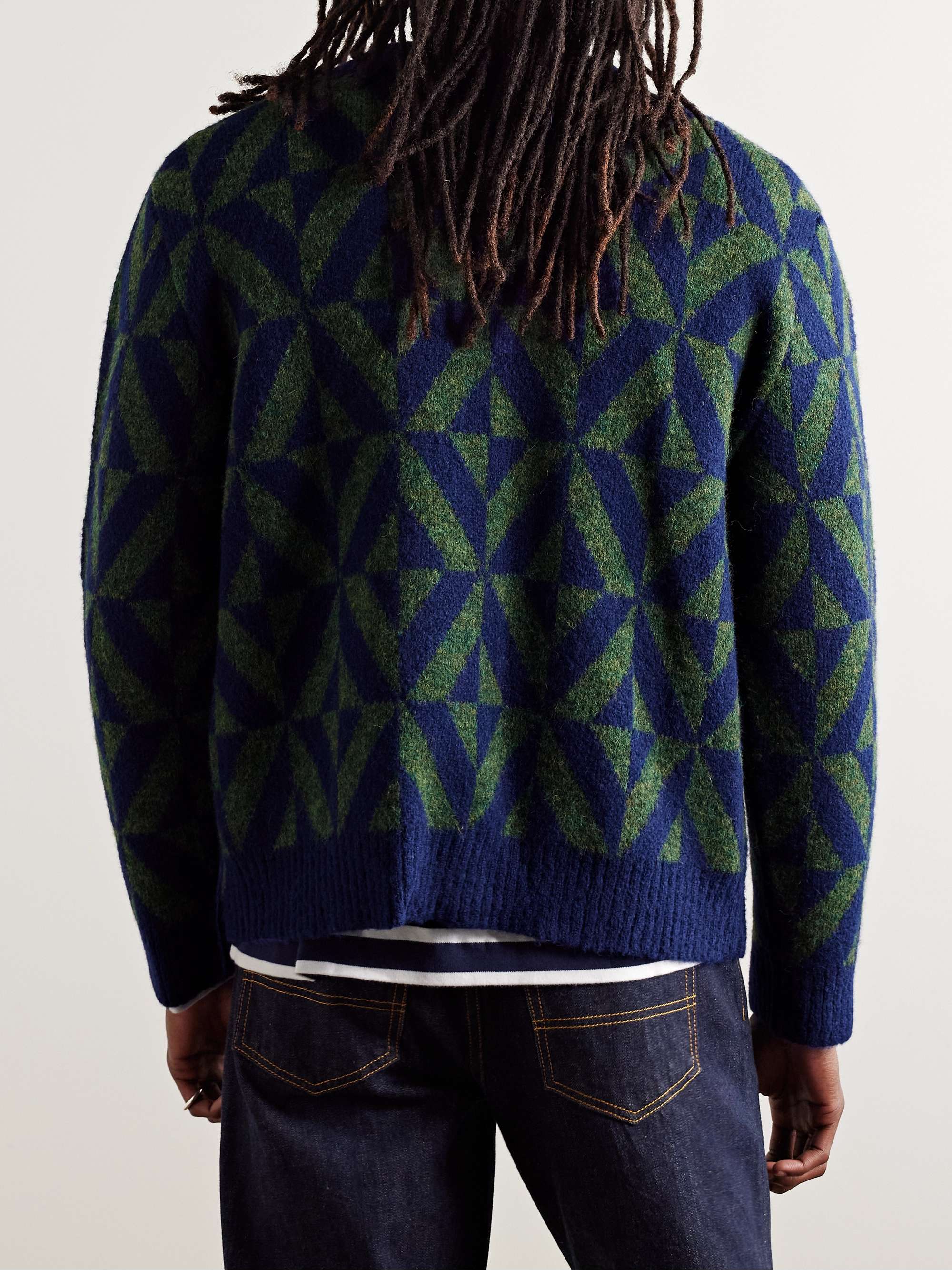 Jacquard-Knit Alpaca-Blend Cardigan view