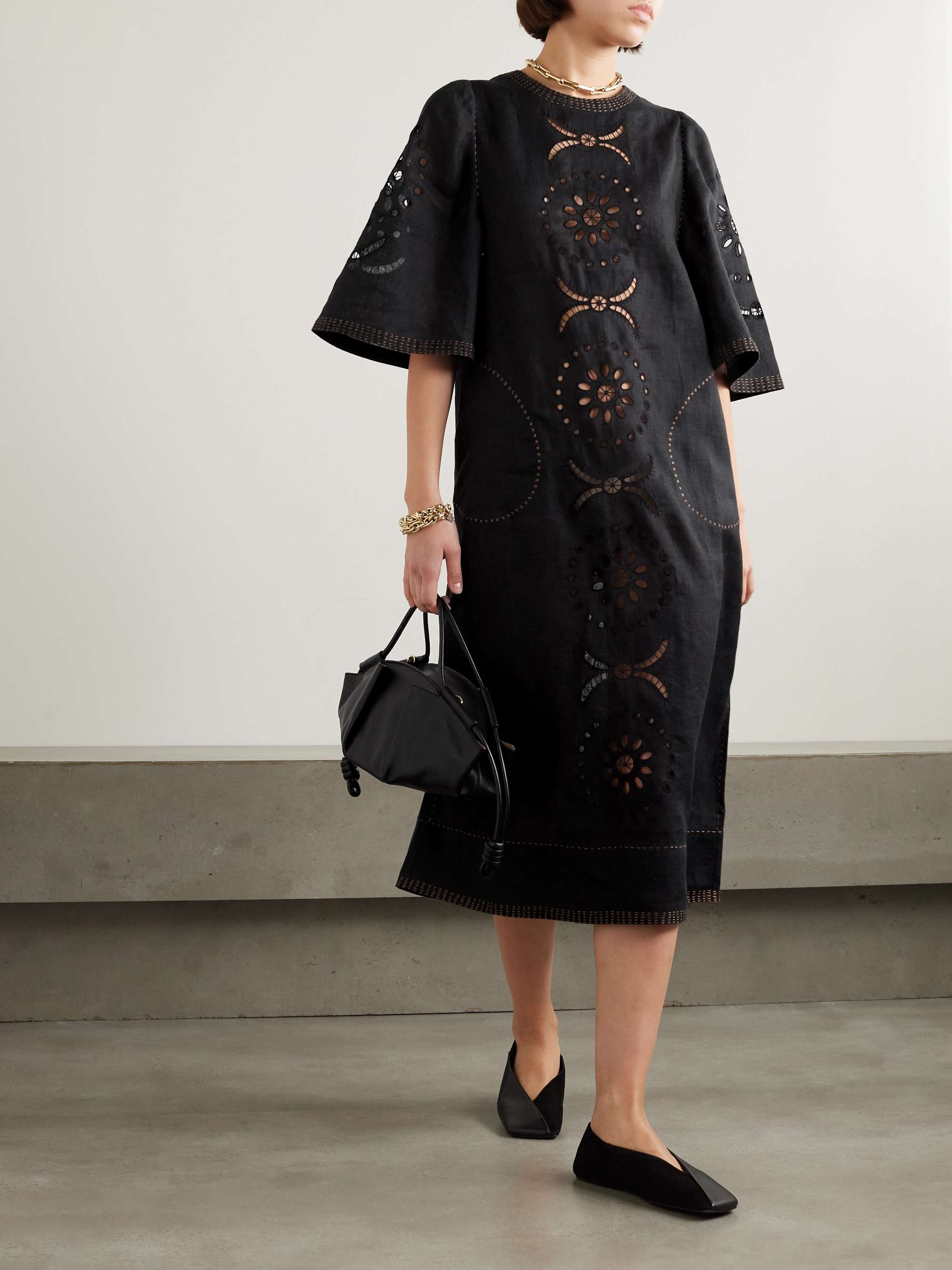 Mia broderie anglaise linen midi dress view