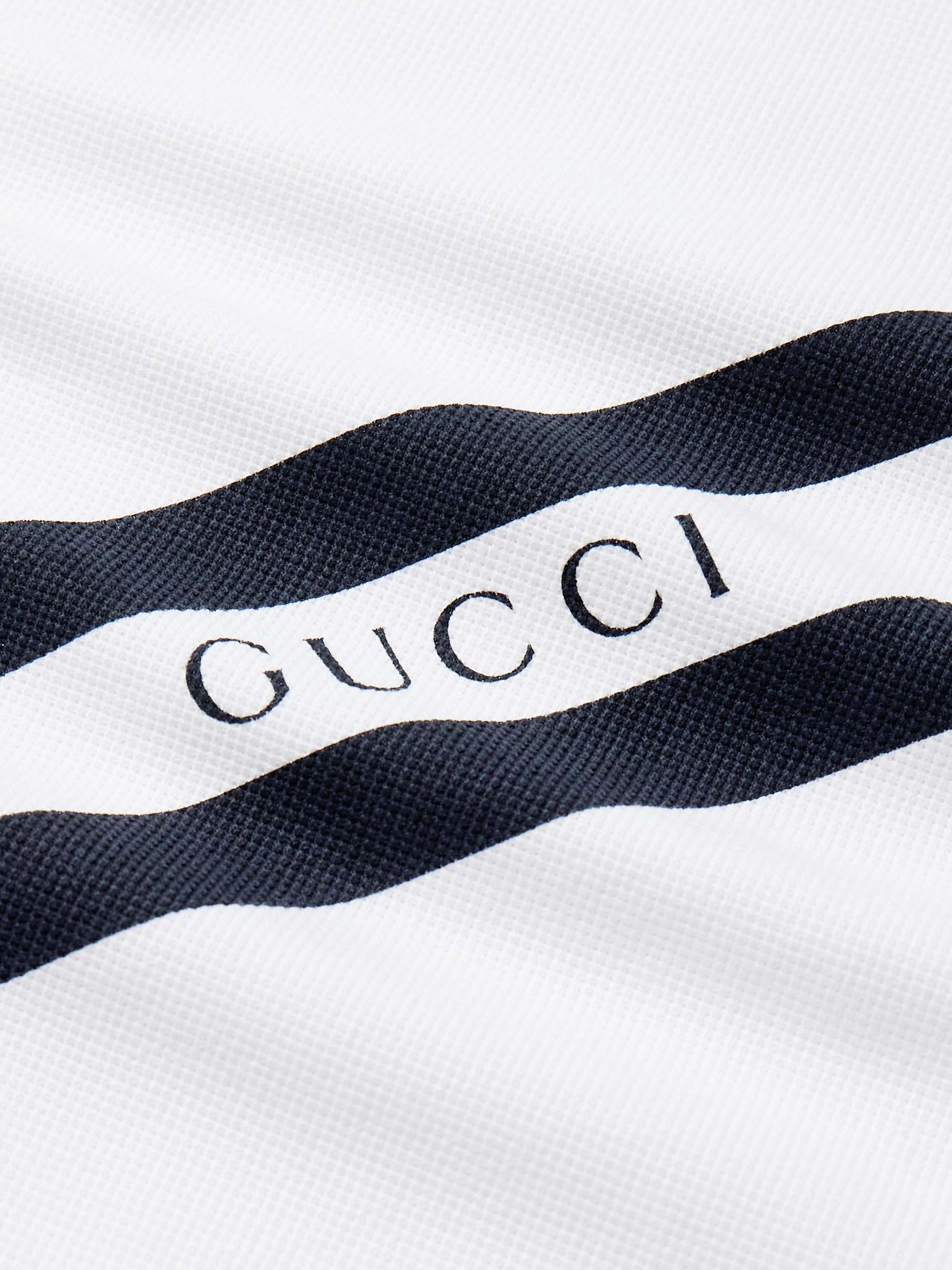 Logo-Print Striped Stretch-Cotton Piqué Polo Shirt view