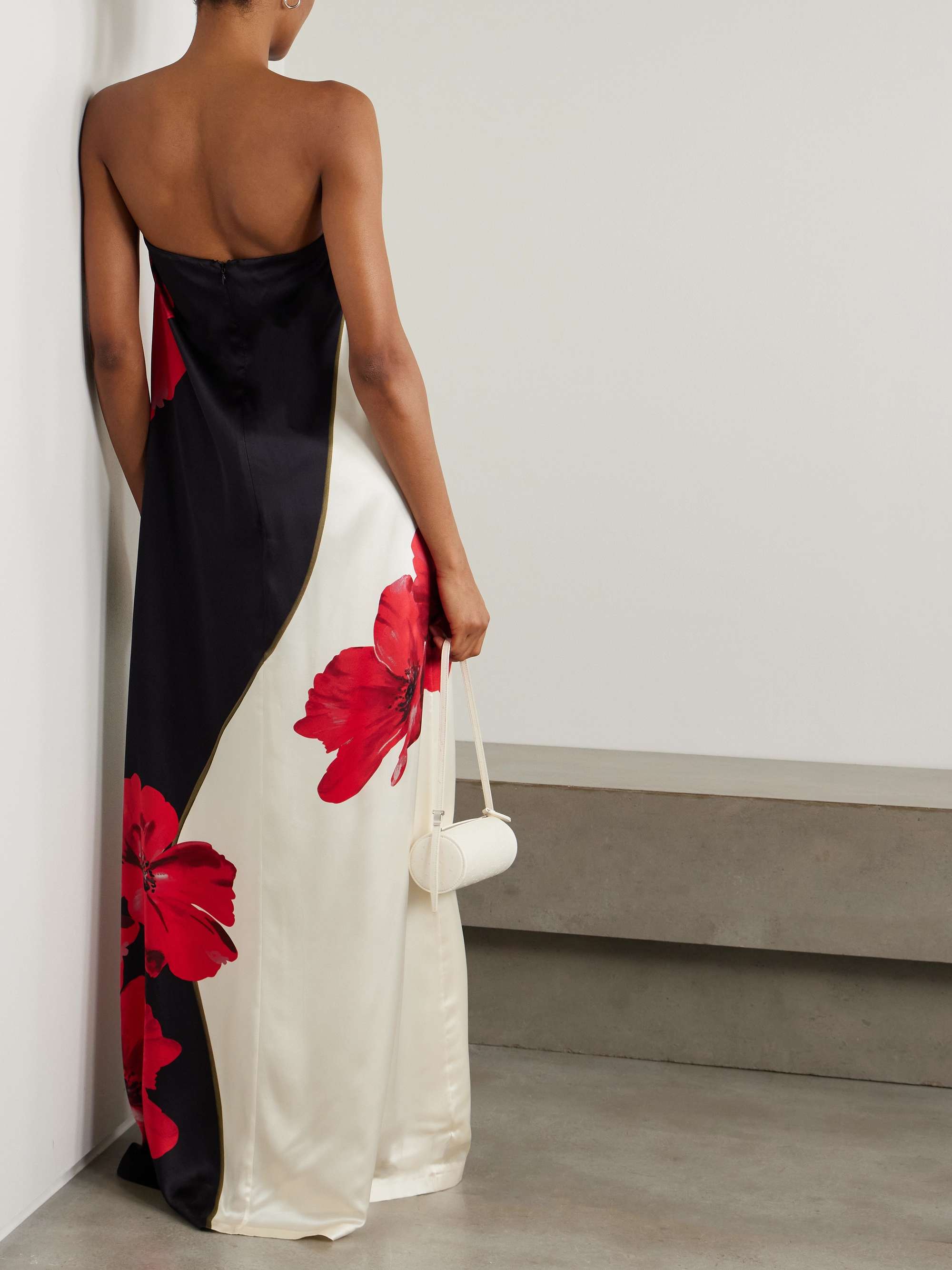 Amapola strapless floral-print silk-satin maxi dress view