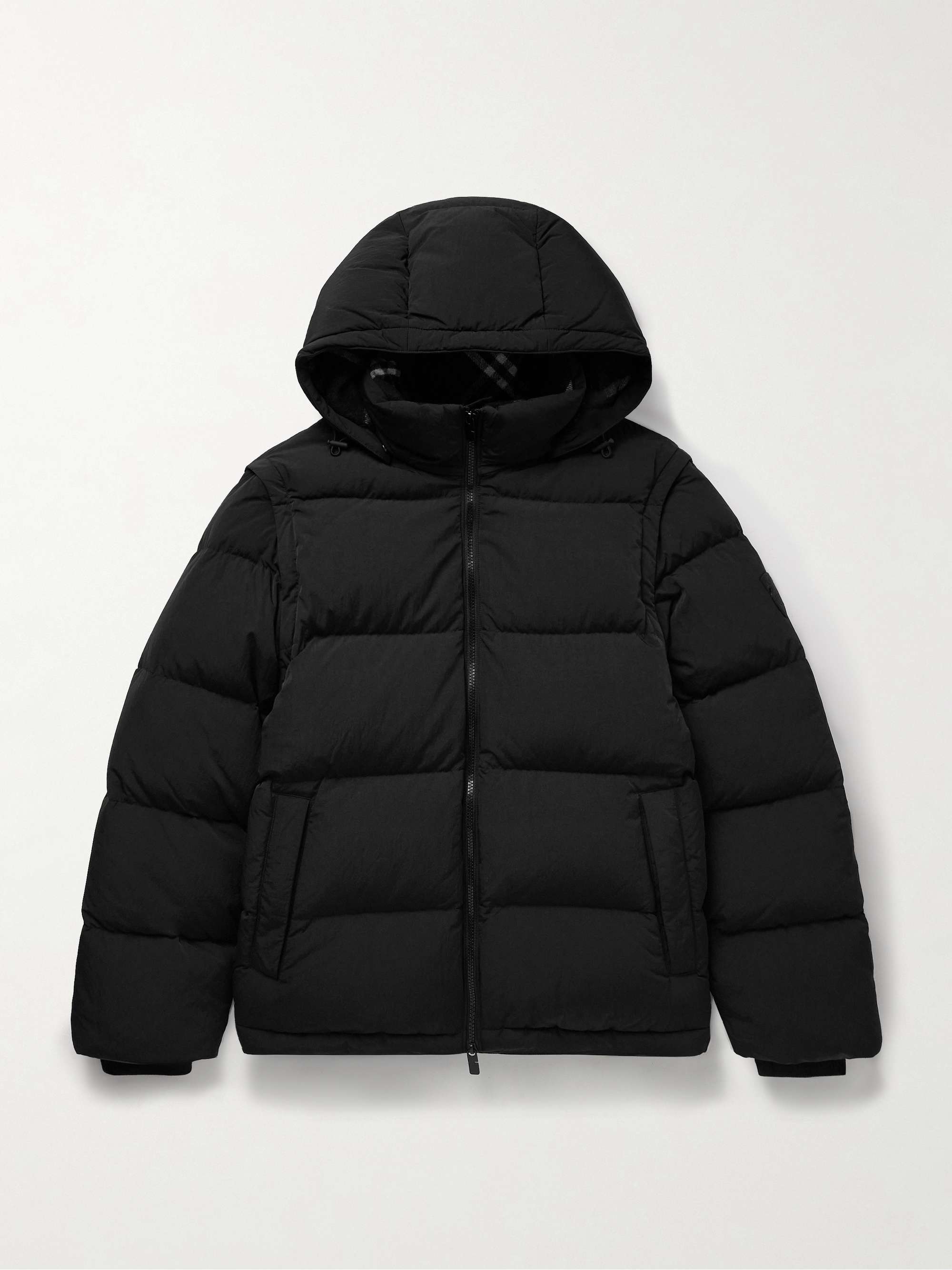 Convertible Quilted Crinkled-Shell Hooded Down Jacket hero visual