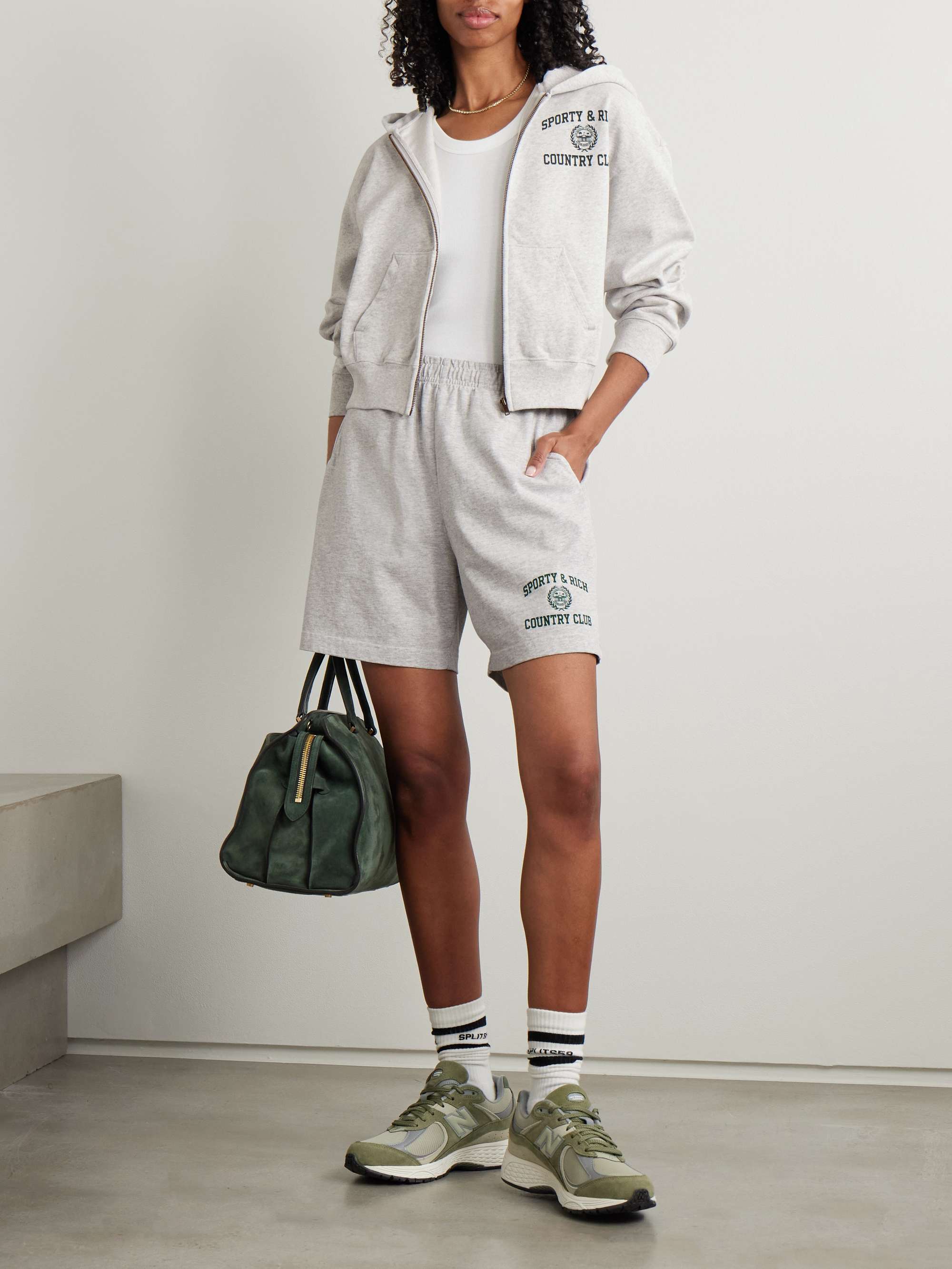 Varsity Crest printed cotton-blend jersey shorts view