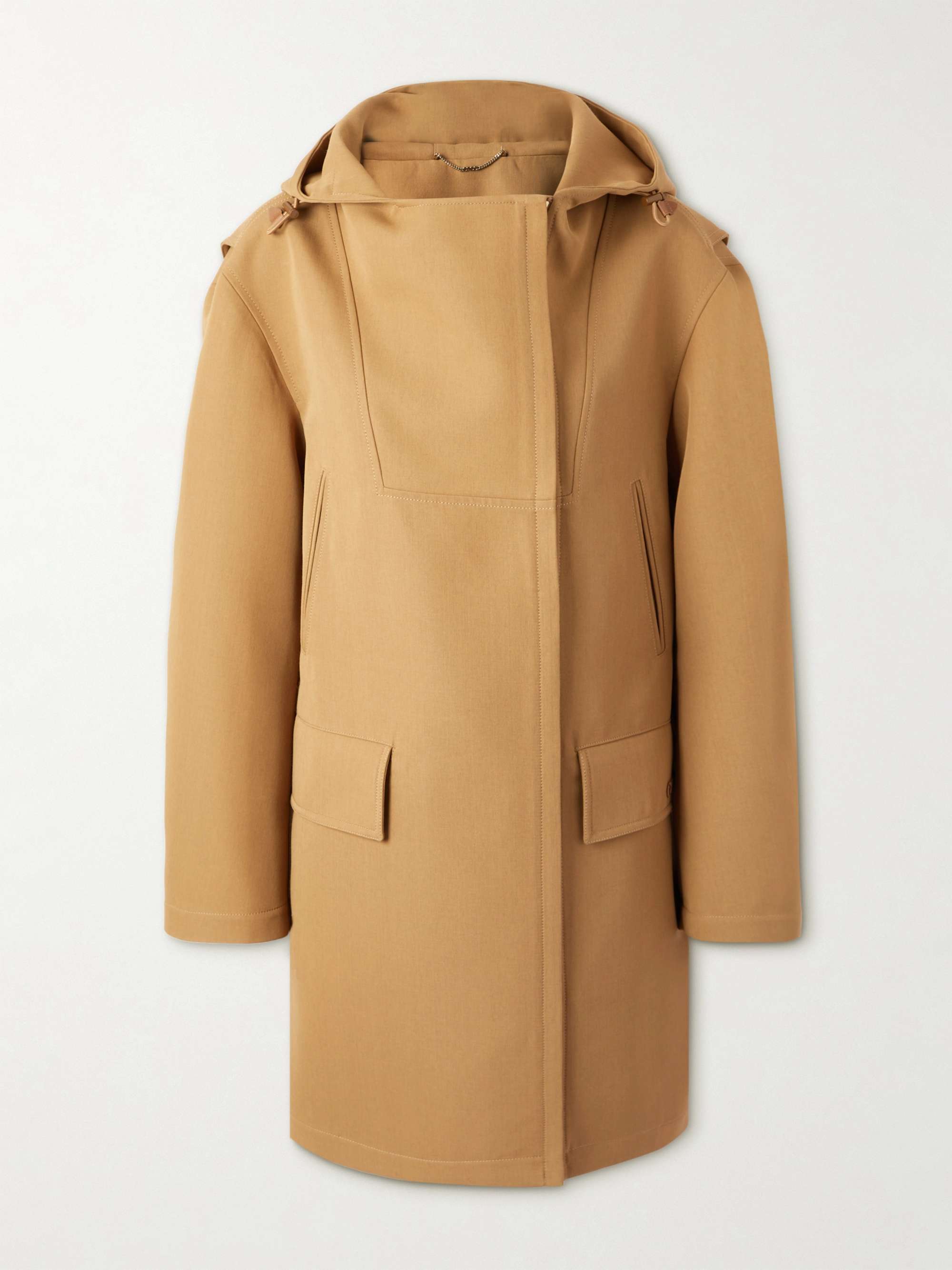 Hooded wool-blend gabardine coat hero visual