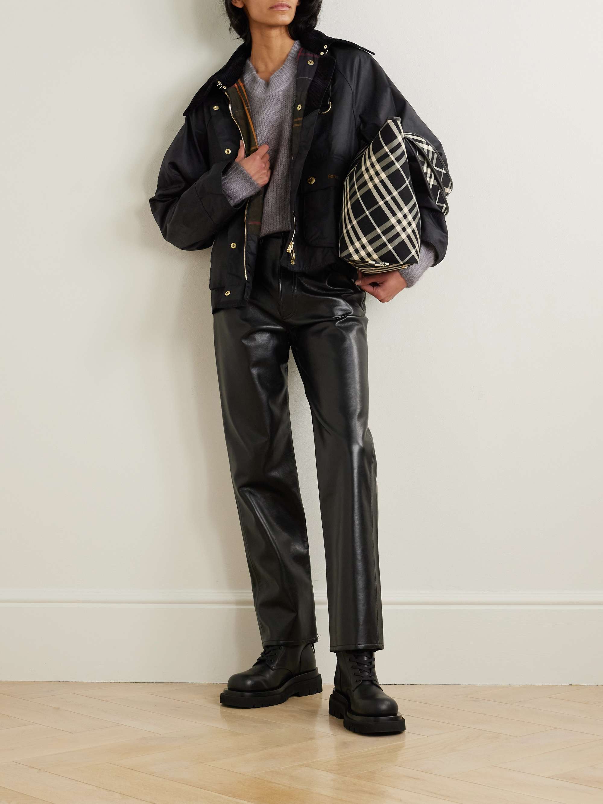 Reighton corduroy-trimmed waxed-cotton jacket view