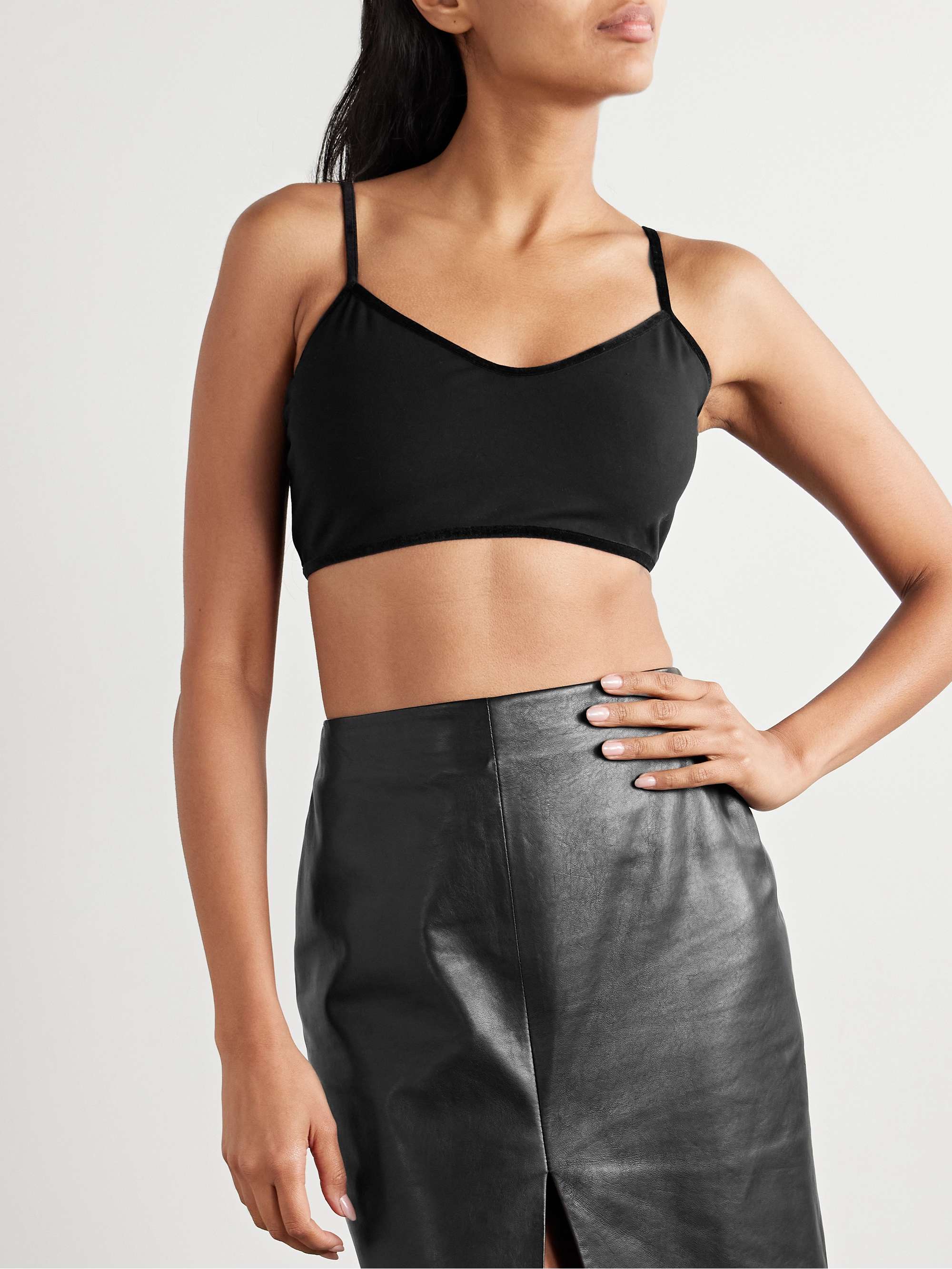 Chloe velvet-trimmed stretch-TENCEL™ Lyocell jersey bralette view