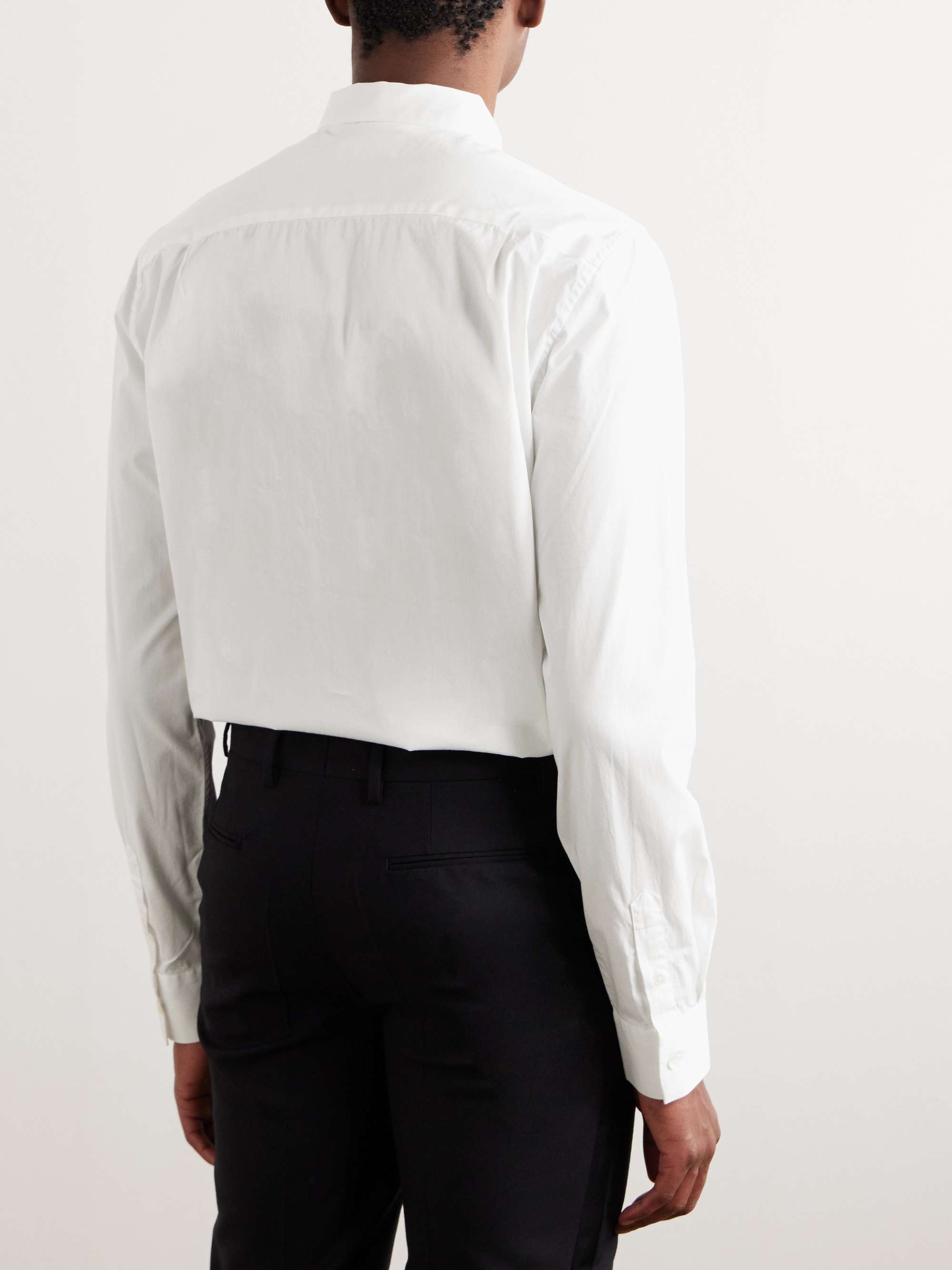 Cutaway-Collar Embroidered Cotton-Poplin Tuxedo Shirt view