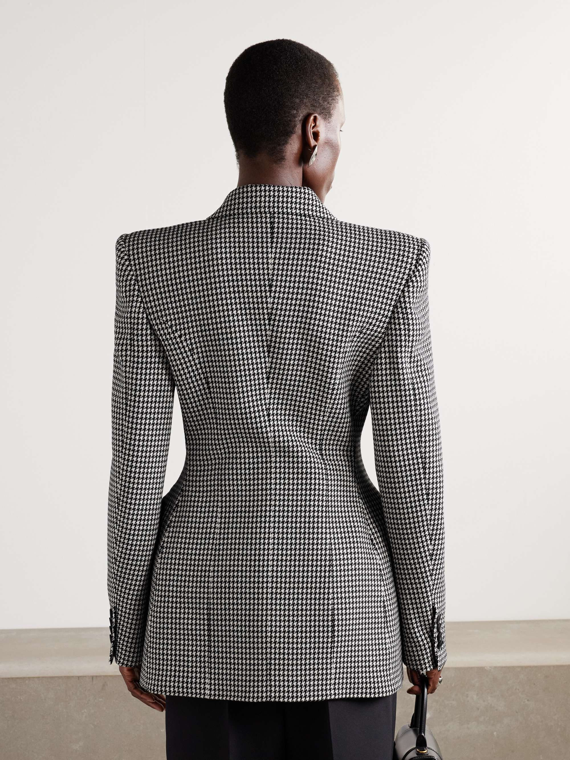 Hourglass houndstooth double-breasted wool blazer view