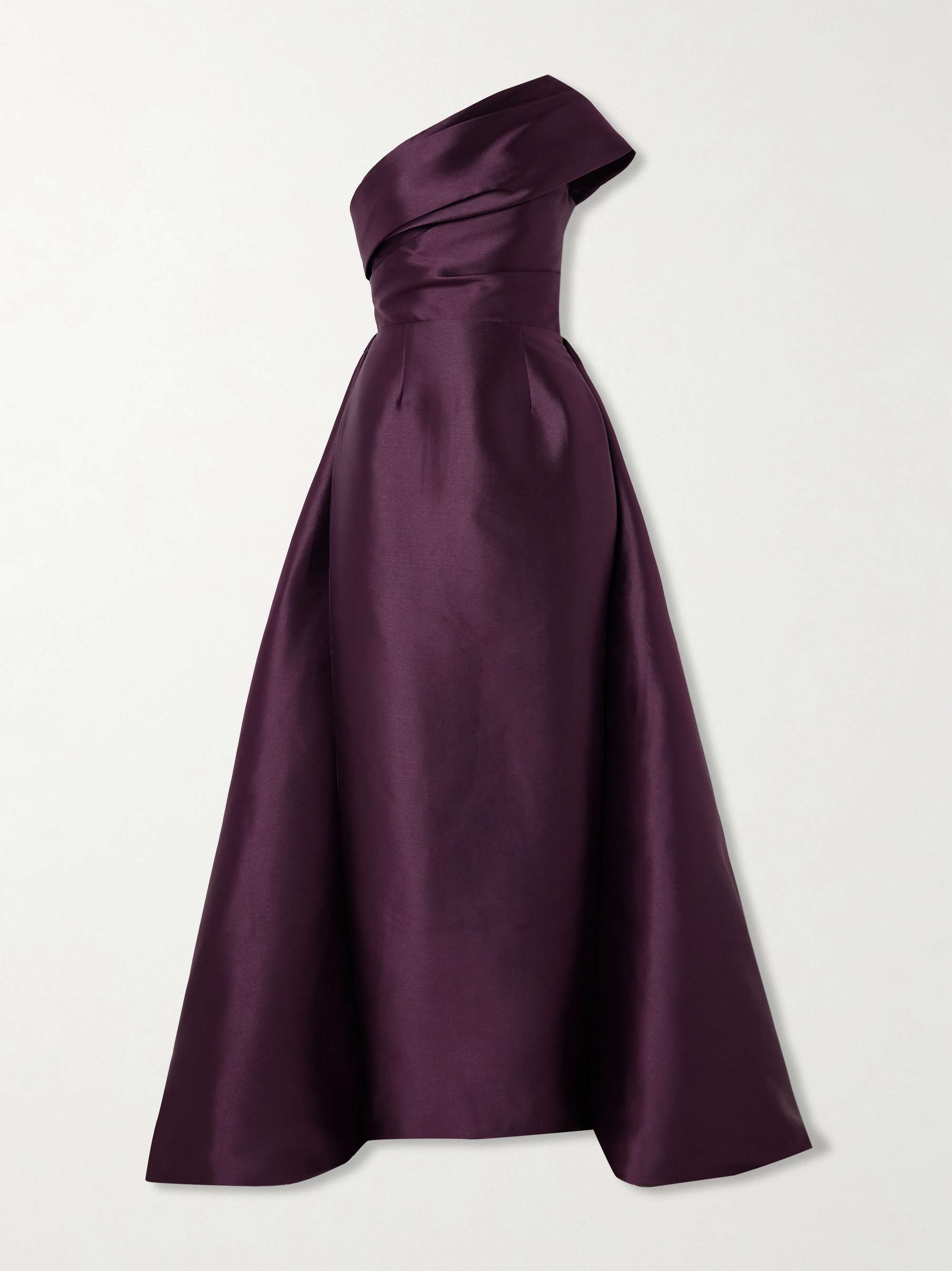 Alba one-shoulder draped satin-twill gown hero visual