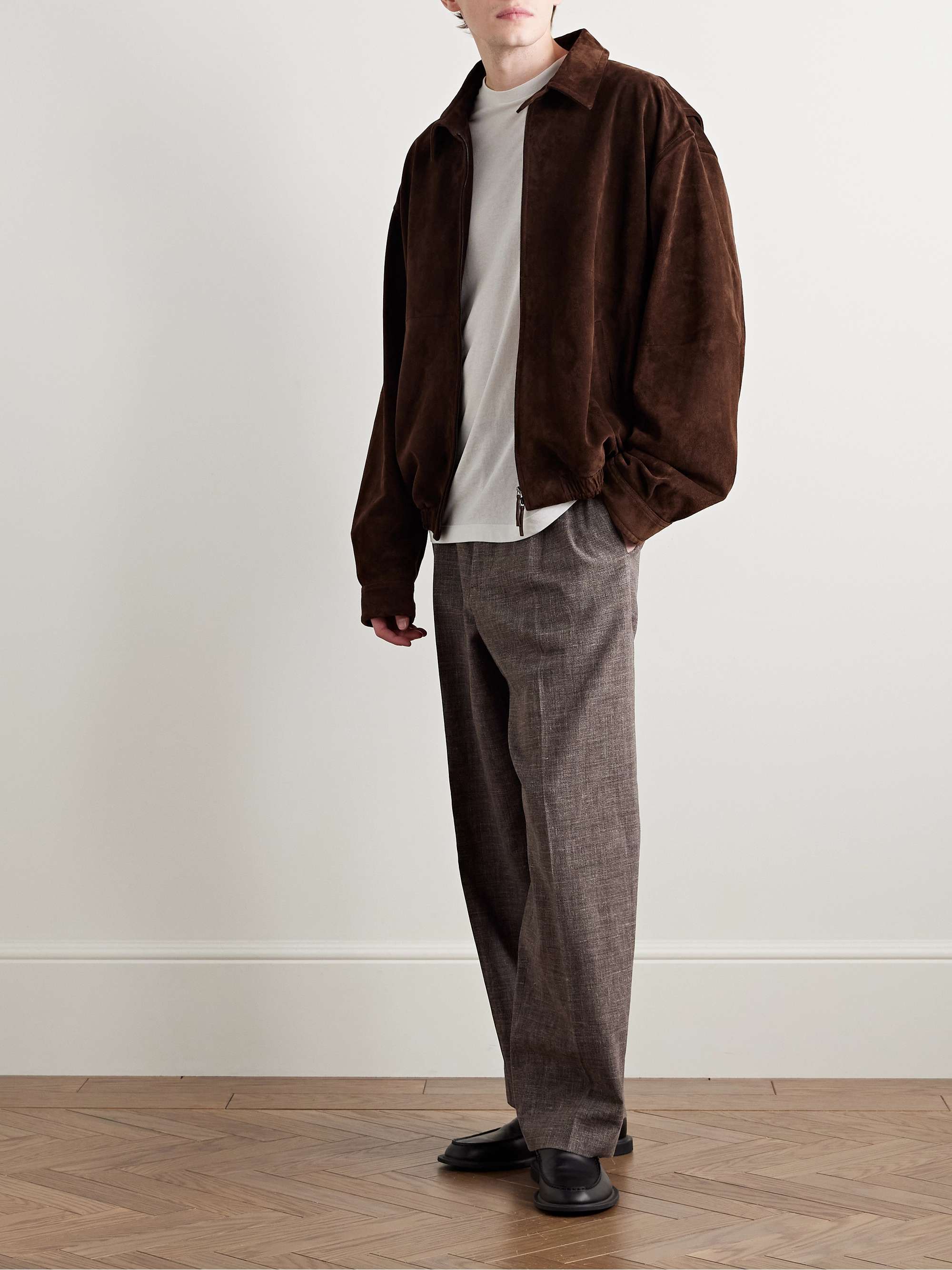 Silas Tapered Pleated Silk, Linen and Virgin Wool-Blend Trousers view