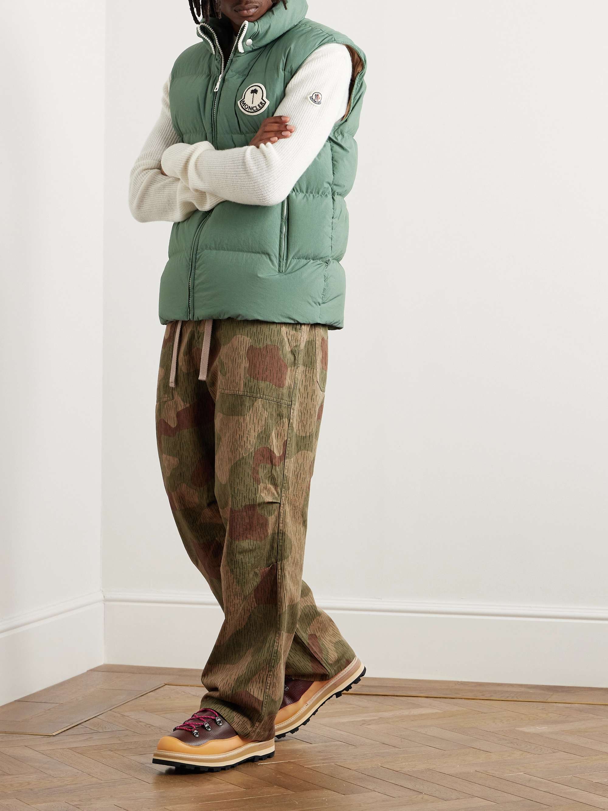 + Palm Angels Wide-Leg Camouflage-Print Cotton-Gabardine Trousers view