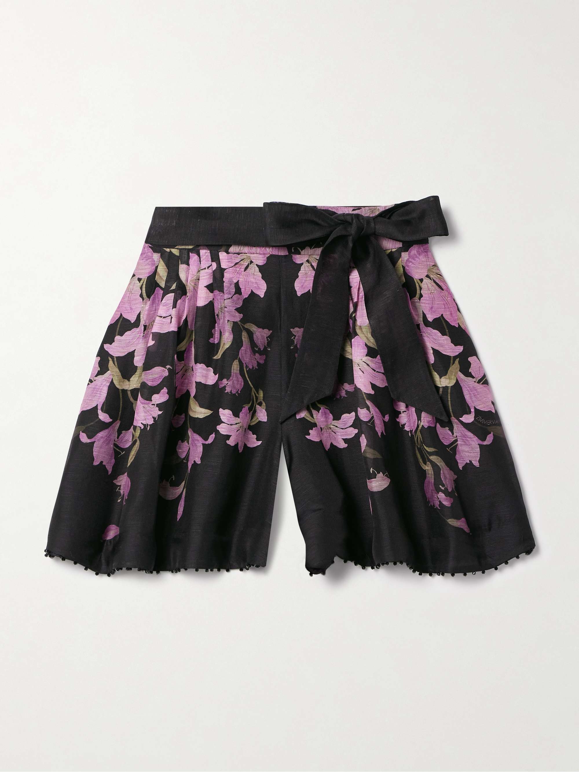 Dawning belted floral-print linen and silk-blend shorts hero visual