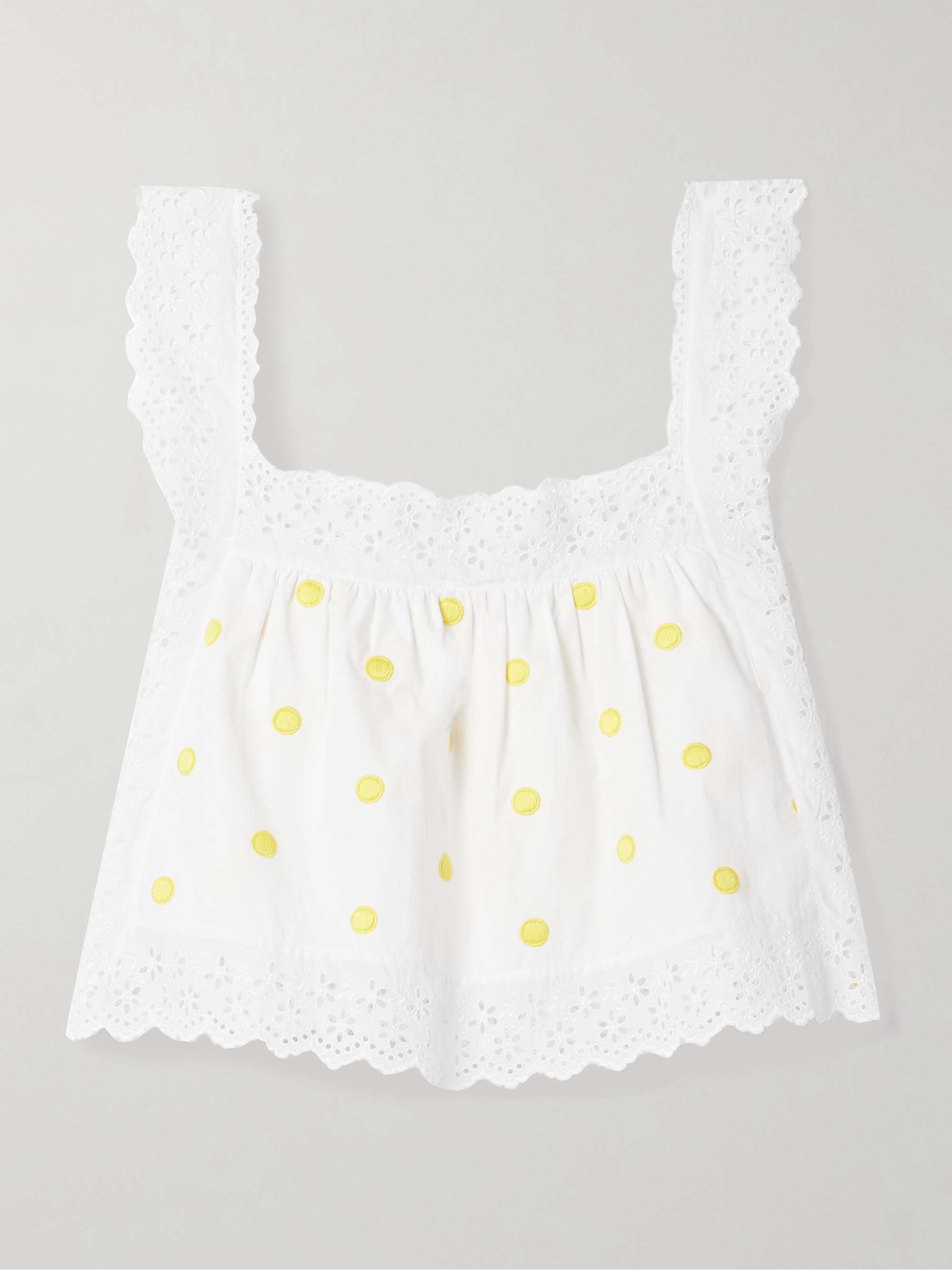 Fiocchini broderie anglaise-trimmed polka-dot cotton-poplin top hero visual