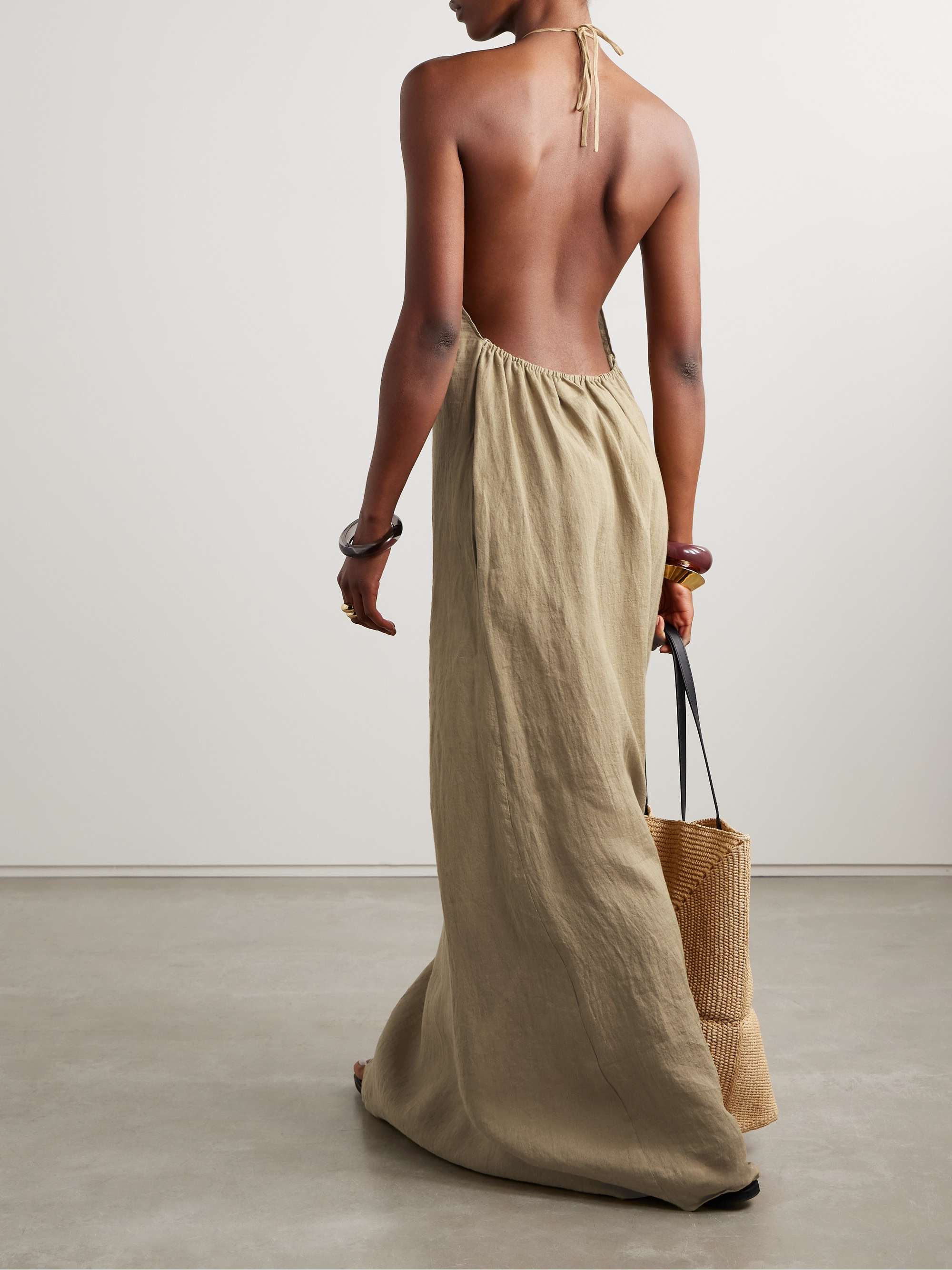 Lelia open-back linen-voile halterneck maxi dress view
