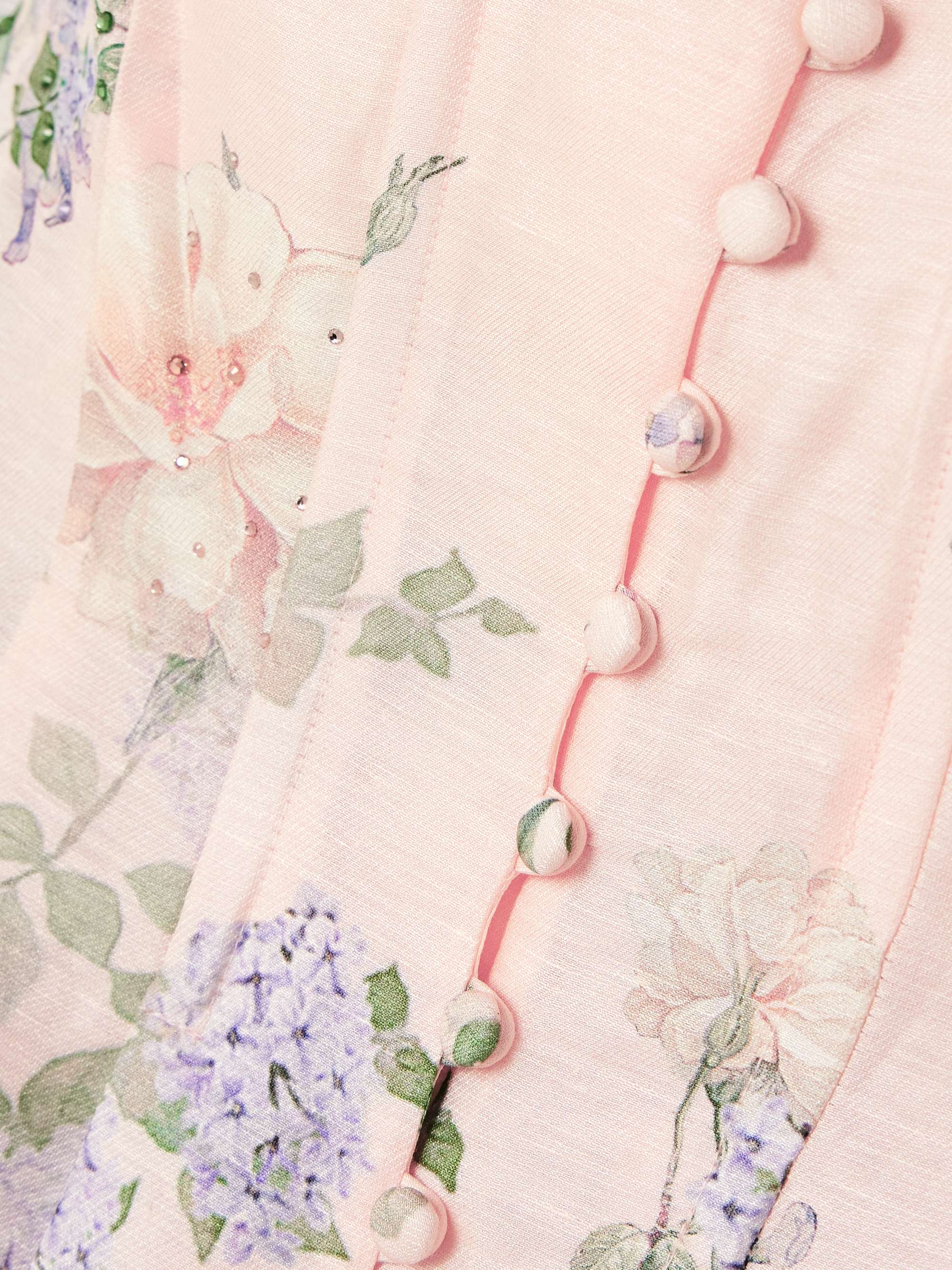 Embellished floral-print linen and silk-blend midi dress view