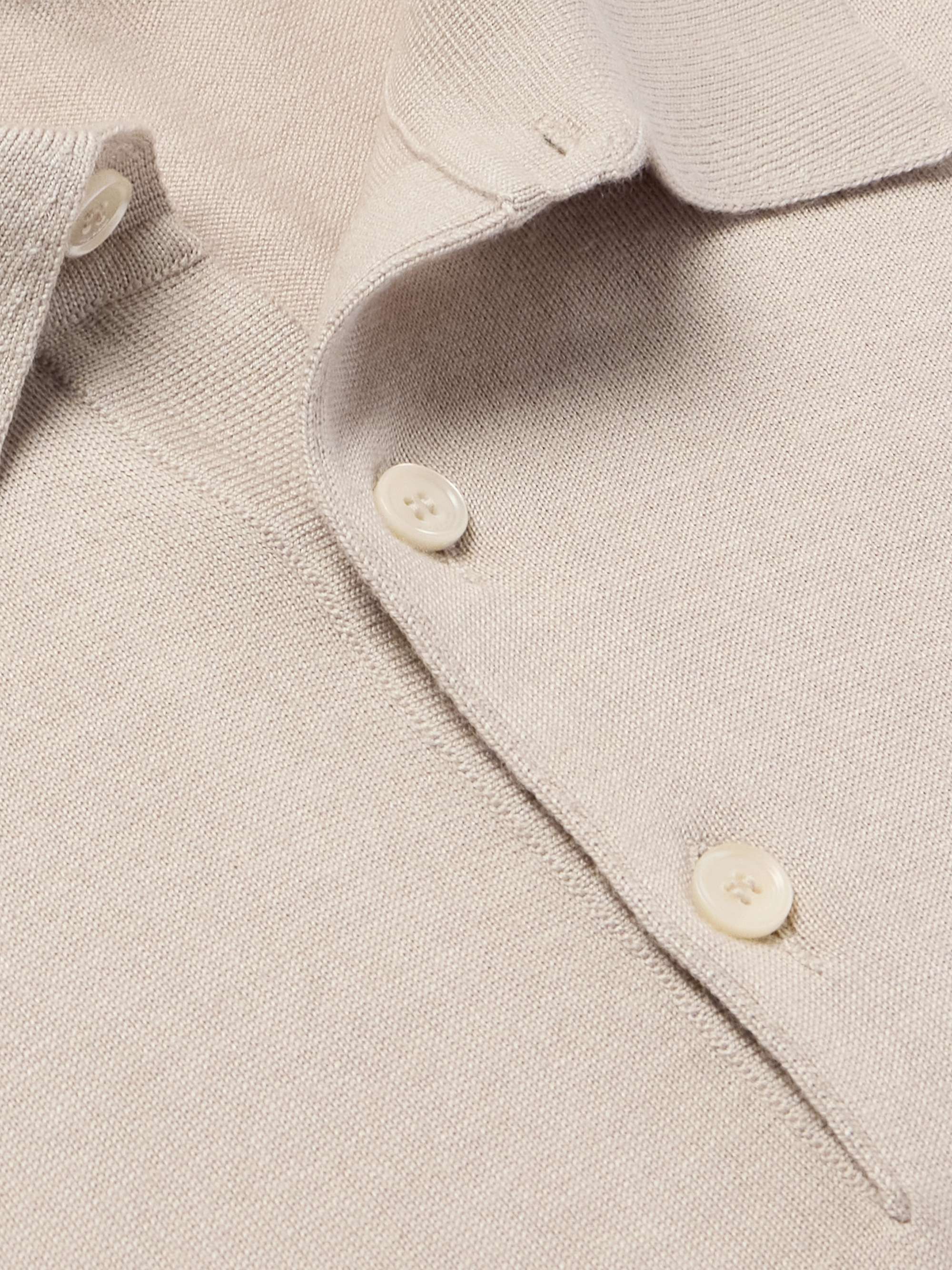 Slim-Fit Wool, Silk and Cashmere-Blend Polo Shirt view