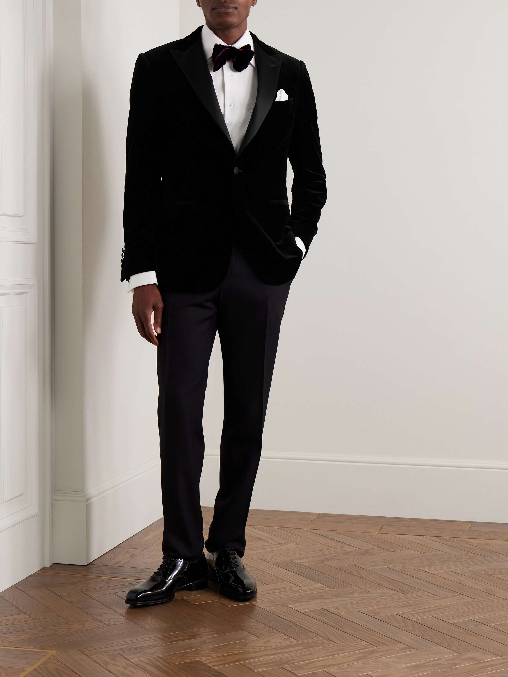 Slim-Fit Satin-Trimmed Cotton-Velvet Tuxedo Jacket view