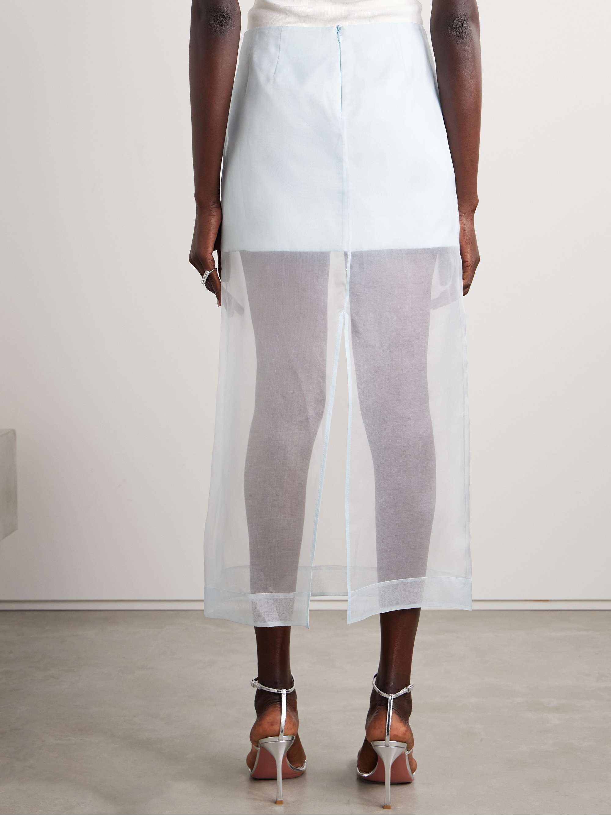 Crush layered silk-organza midi skirt view