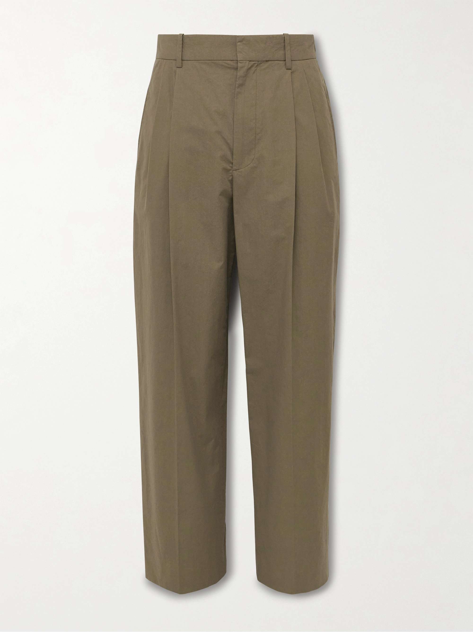 Silas Tapered Pleated Cotton Trousers hero visual