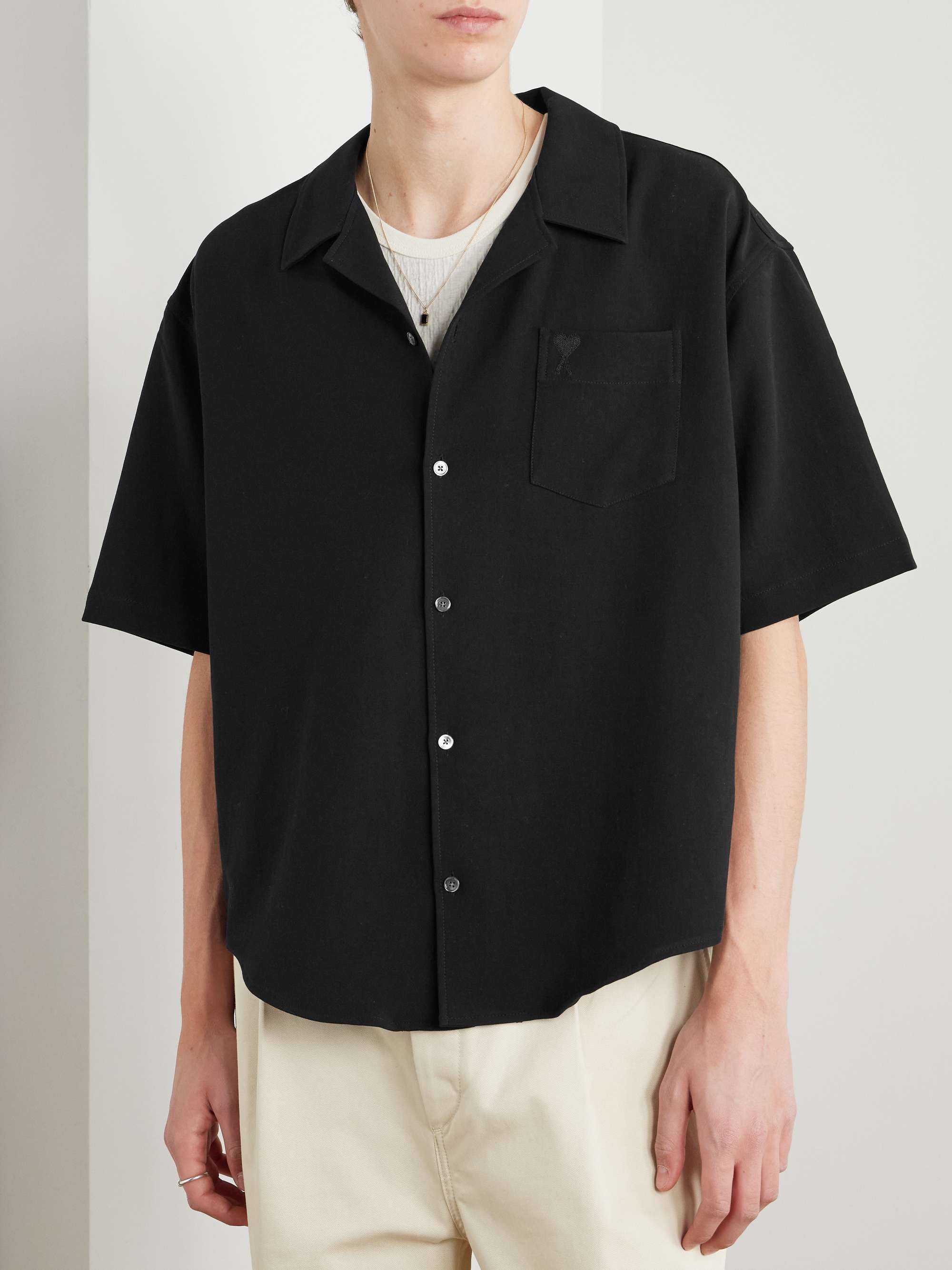 Camp-Collar Cotton-Crepe Shirt view