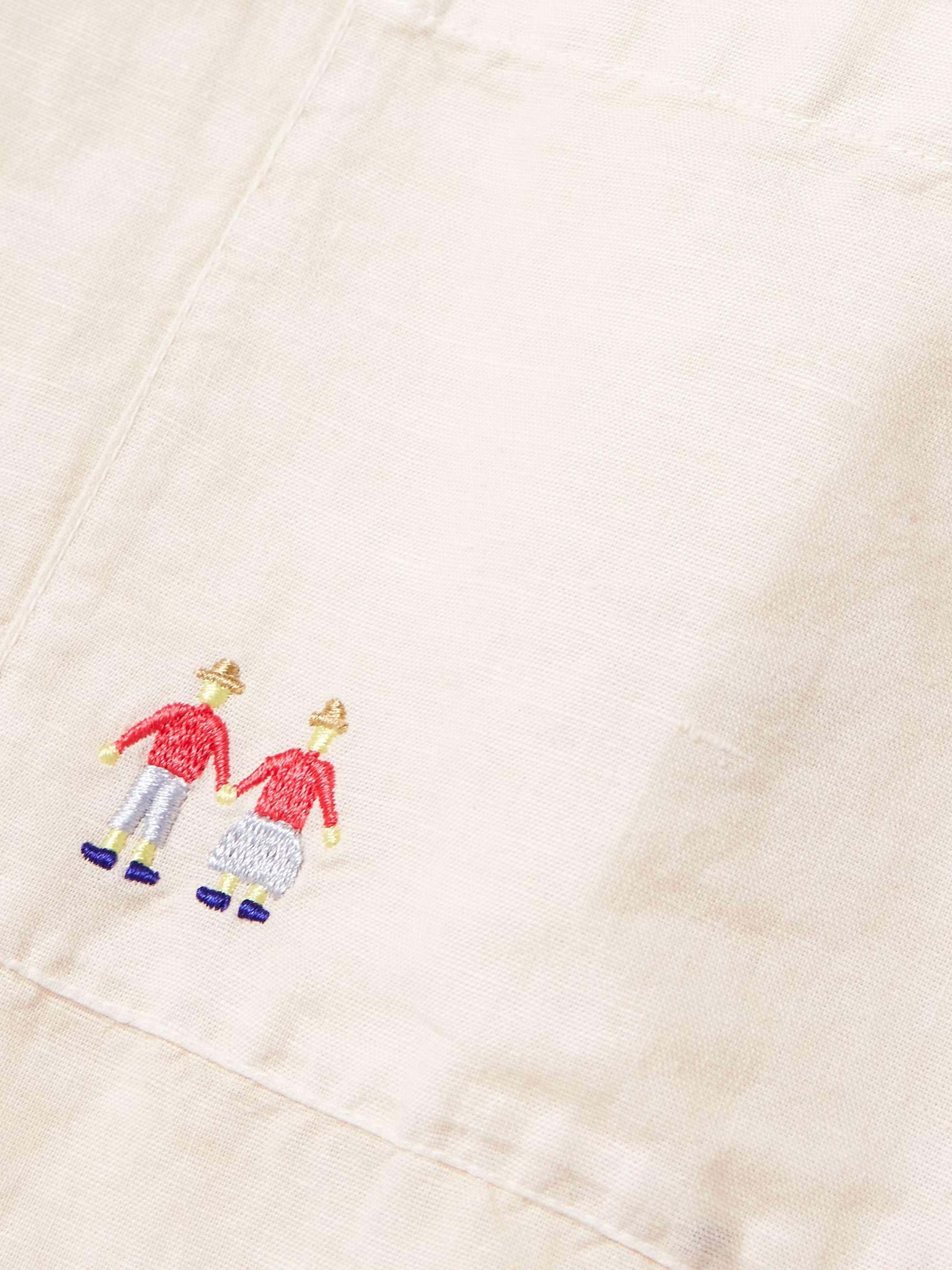 Anniversary Convertible-Collar Embroidered Linen and Cotton-Blend Shirt view