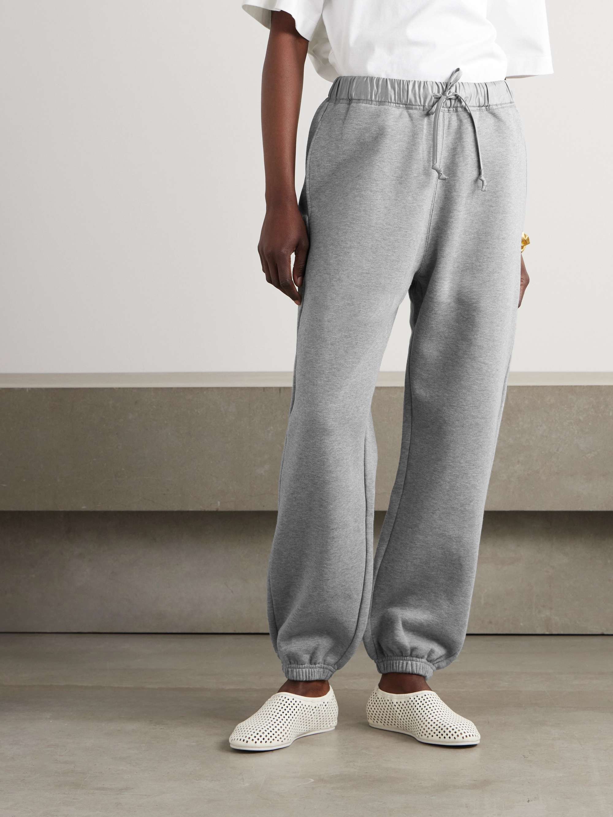 Crepe-trimmed cotton-jersey track pants view
