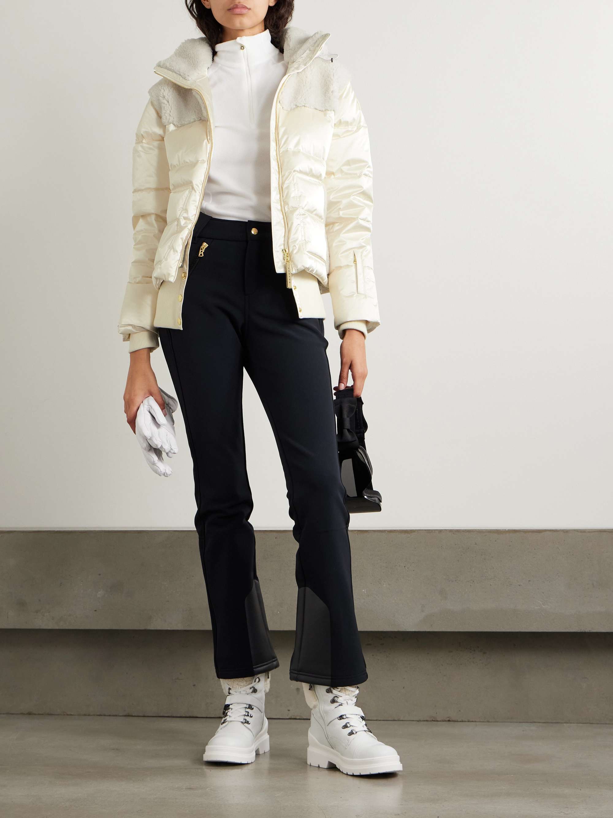 Dia hooded shearling-trimmed quilted down ski jacket view