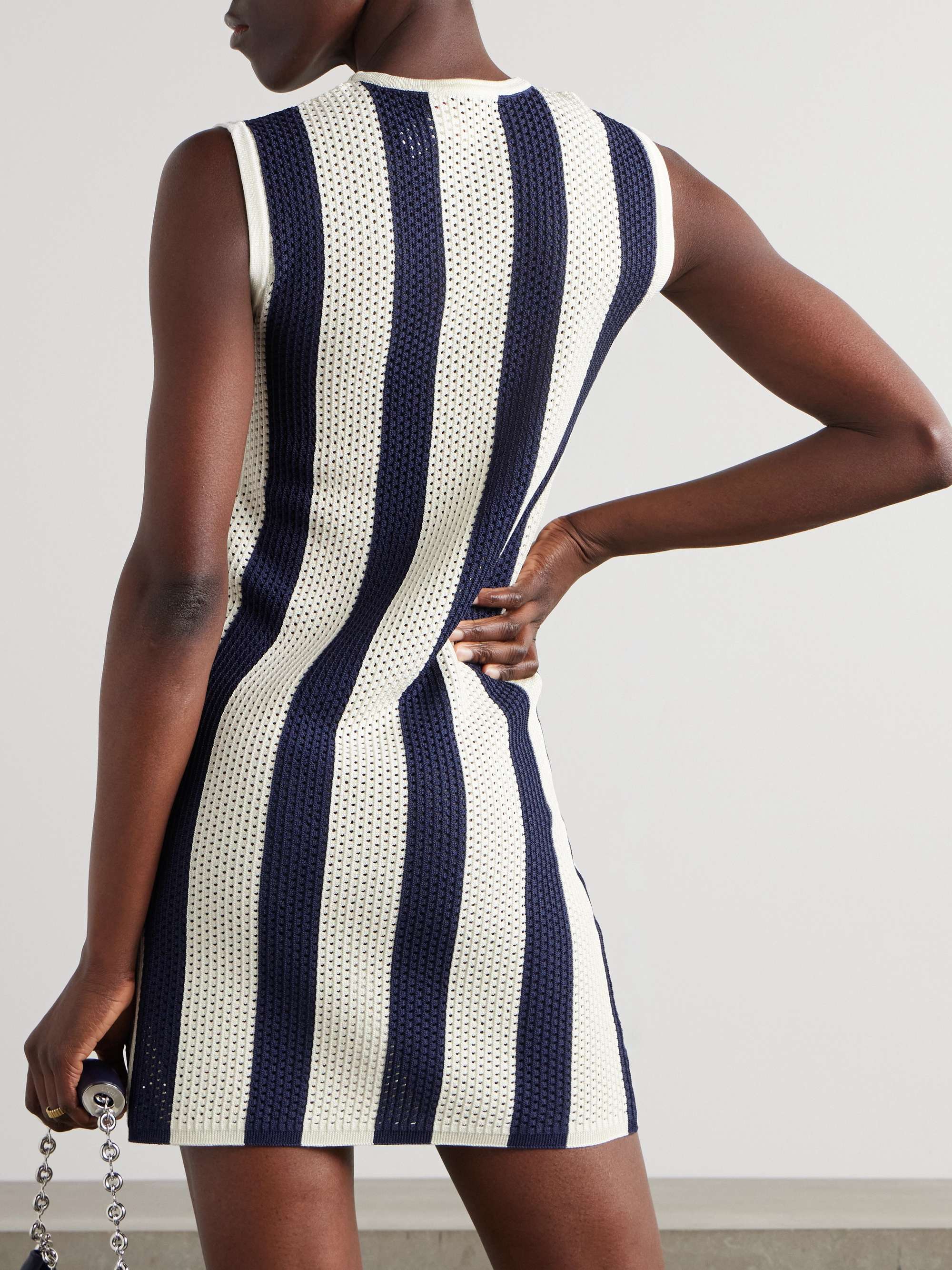 Bayadere Pirate striped open-knit cotton-blend mini dress view
