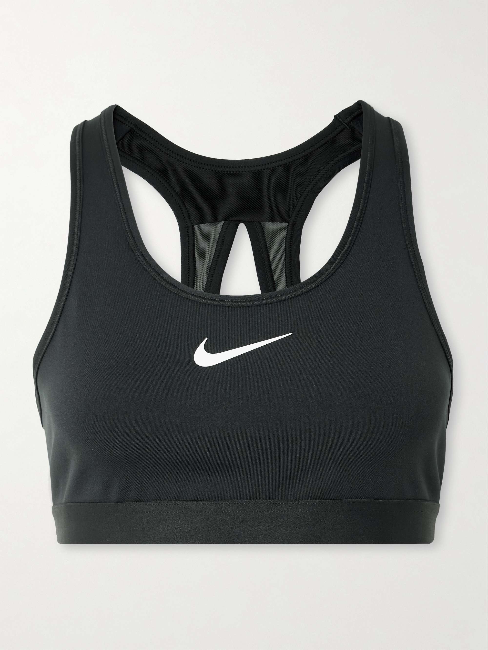 Swoosh mesh-trimmed stretch sports bra hero visual