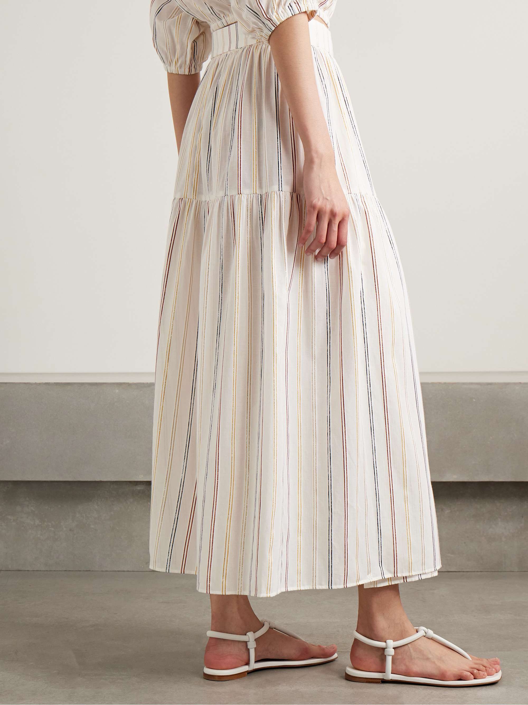Irisée Brillante metallic striped cotton-blend voile maxi wrap skirt view