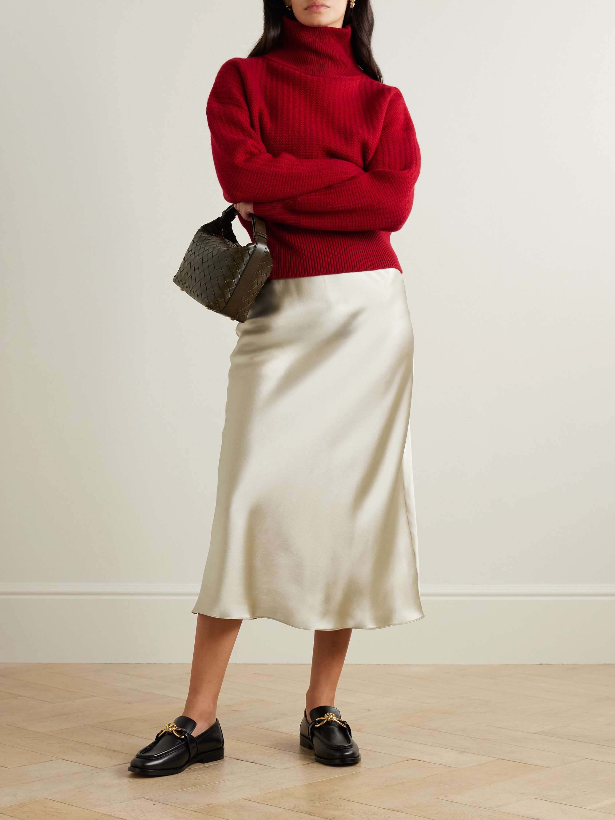 Carnet silk-satin midi skirt view