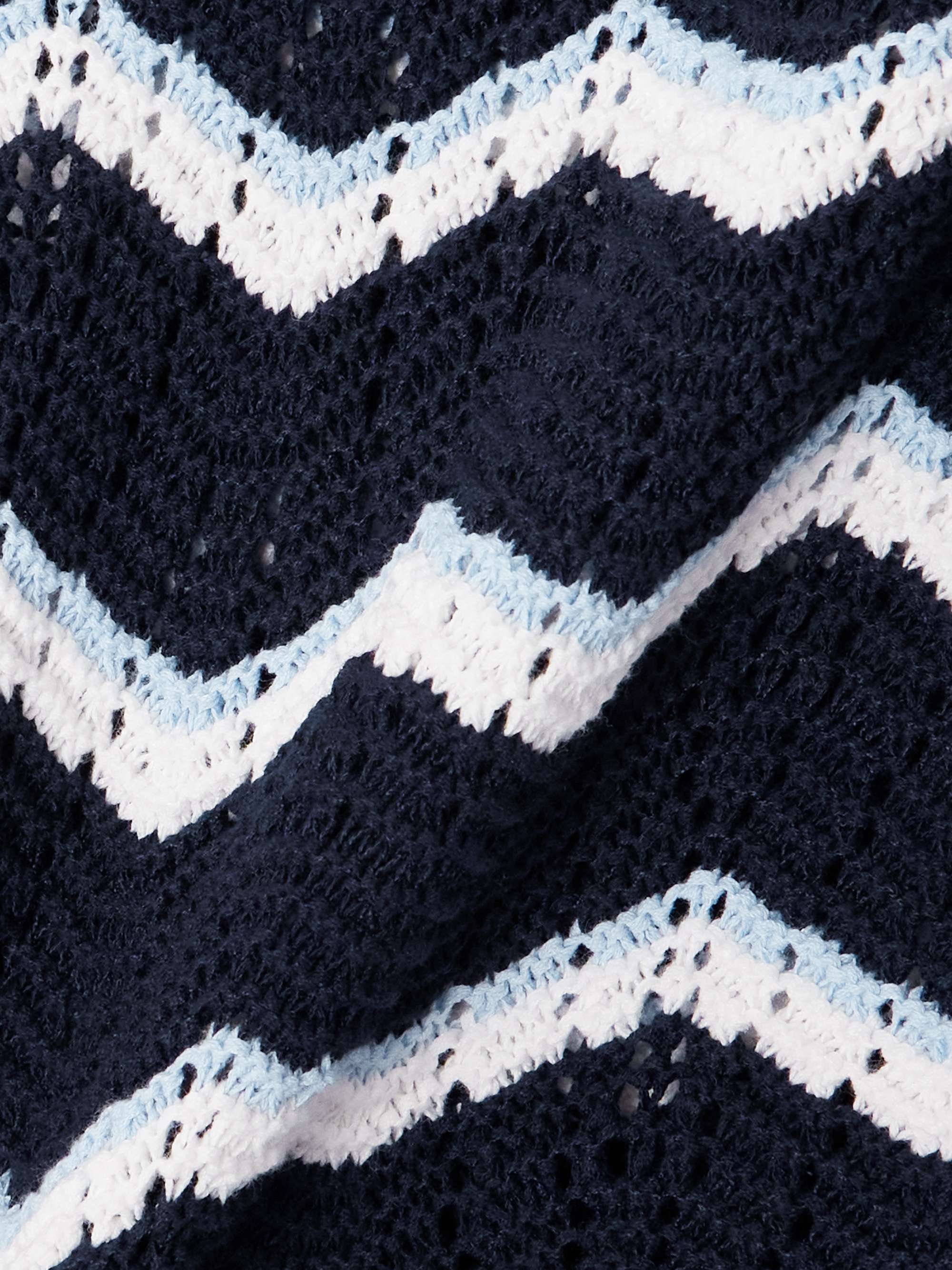 Striped pointelle-knit cotton-blend tank view