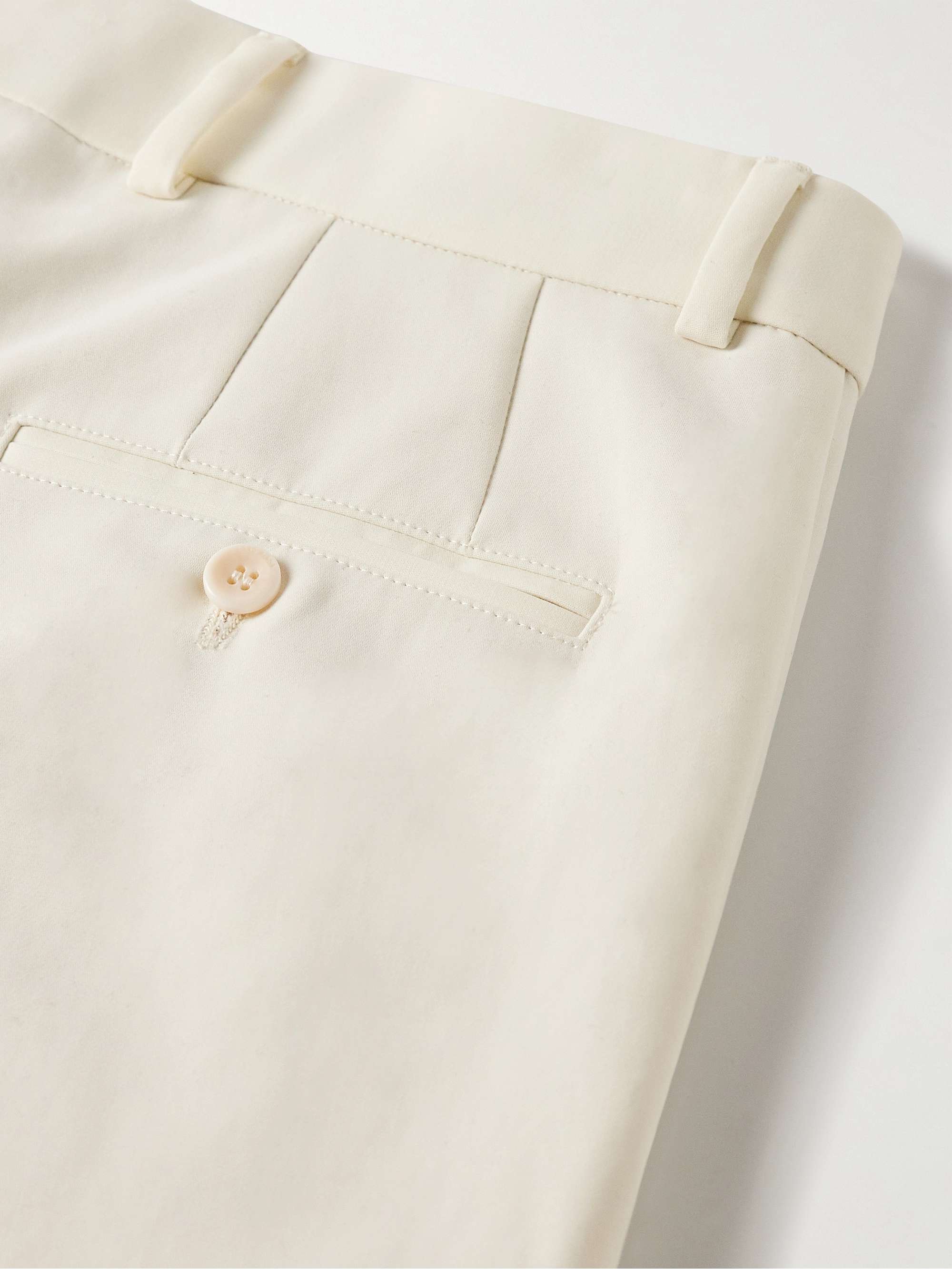 City Slim-Fit Tapered Pleated Double-Faced Cotton Trousers view