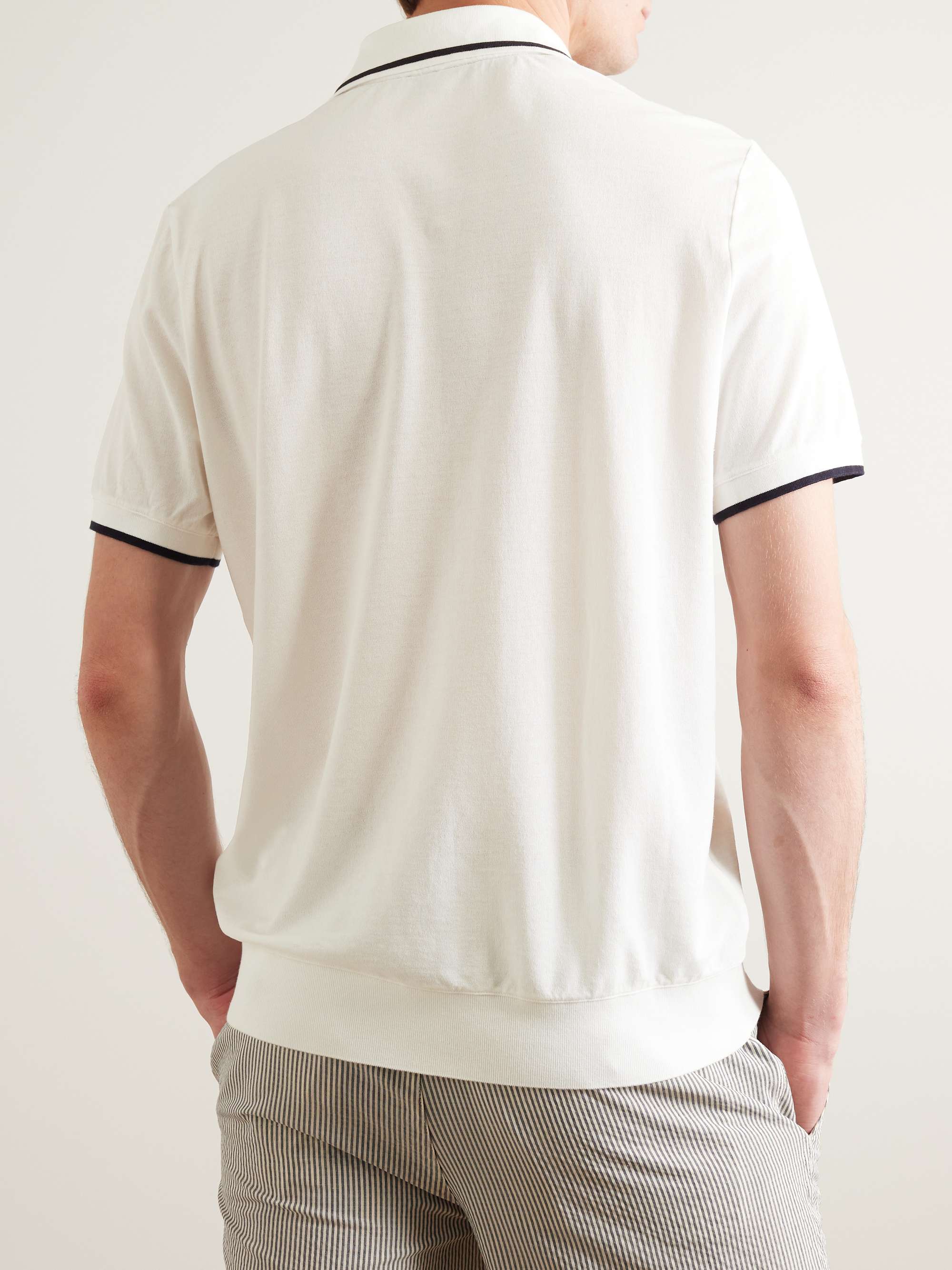 Contrast-Tipped Cotton Polo Shirt view