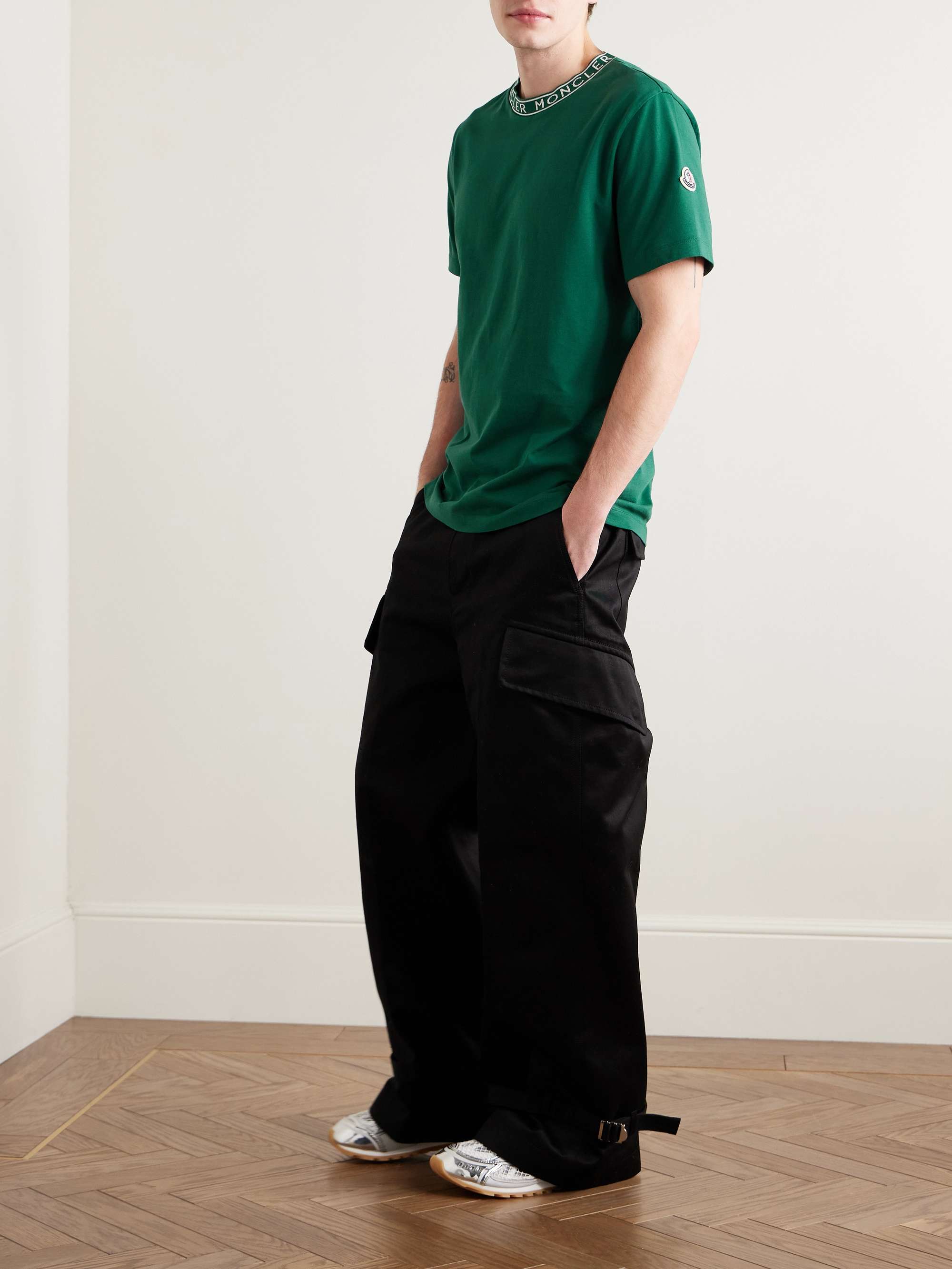 Slim-Fit Logo-Appliquéd Cotton-Jersey T-Shirt view