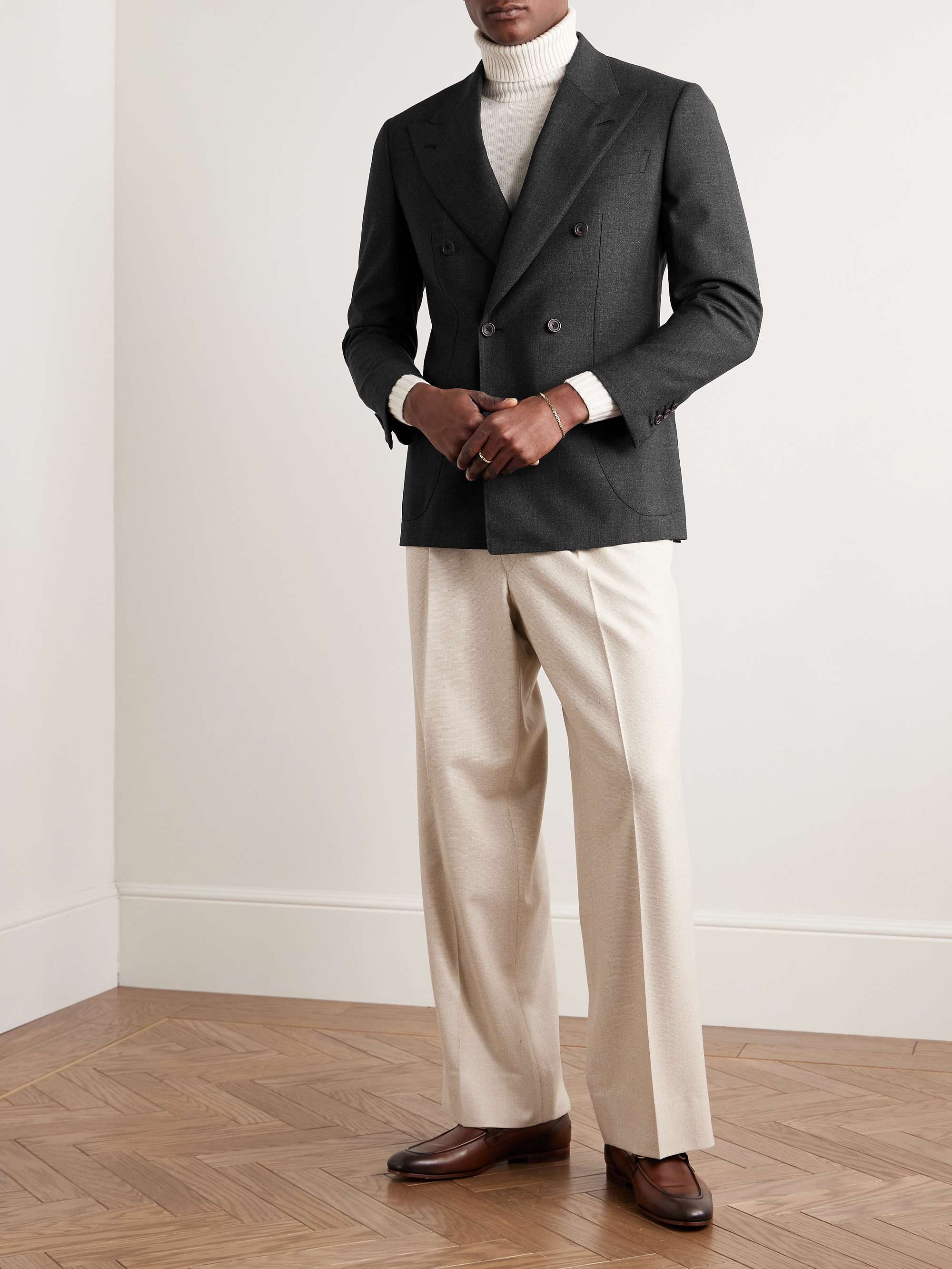 Slim-Fit Double-Breasted Wool Blazer view