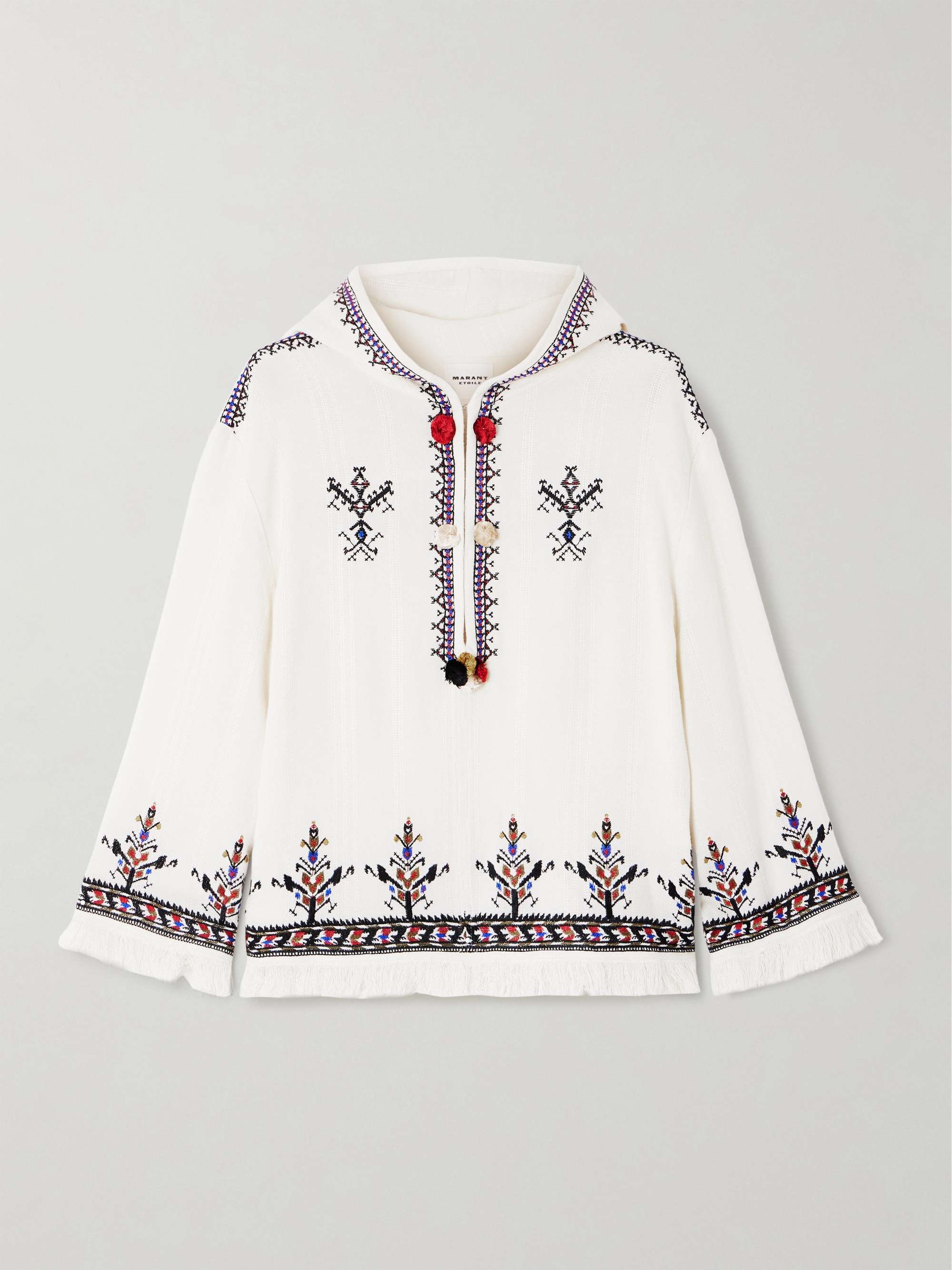 Kameya hooded frayed embroidered woven blouse hero visual