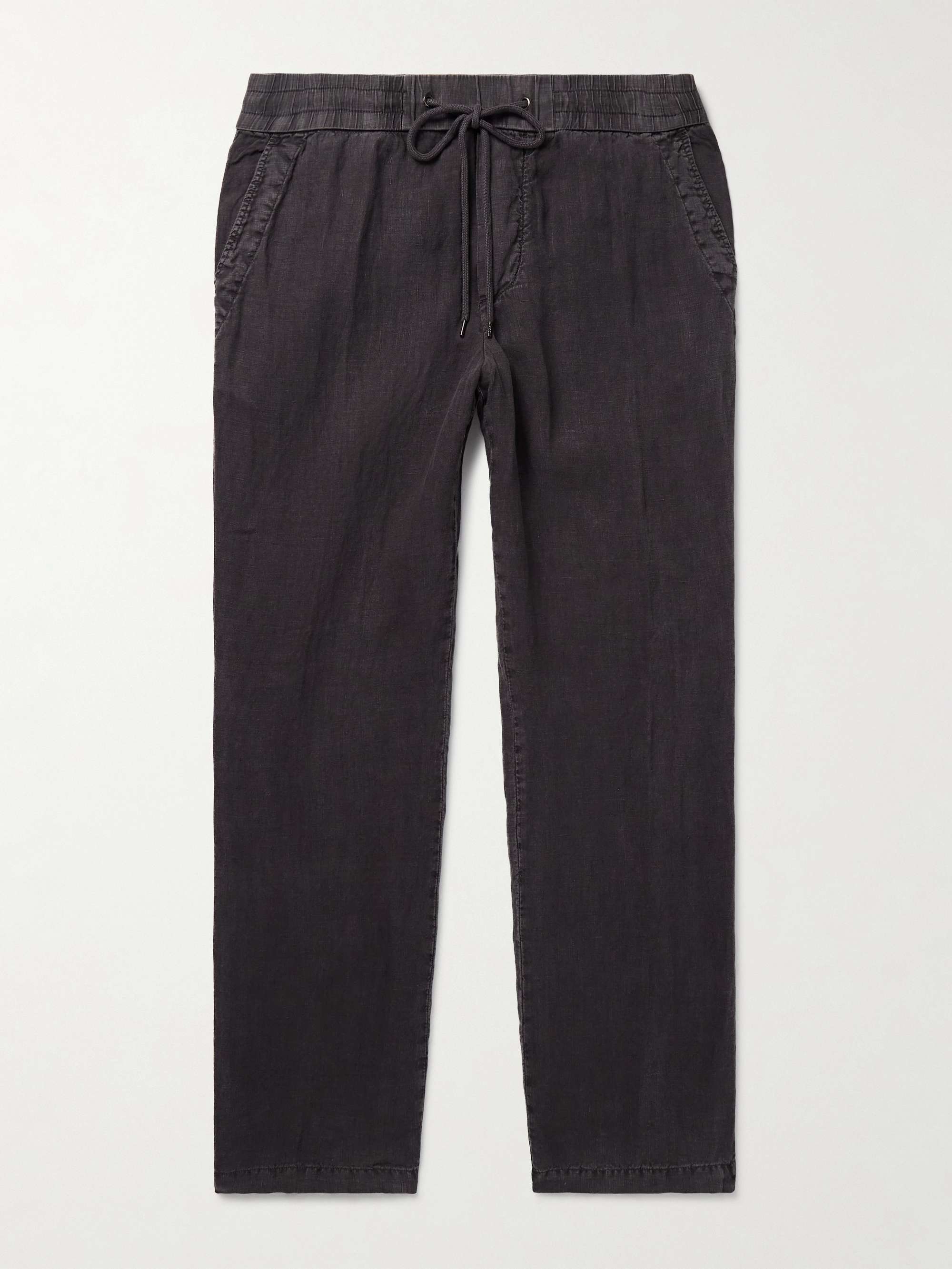 Straight-Leg Garment-Dyed Linen Drawstring Trousers hero visual