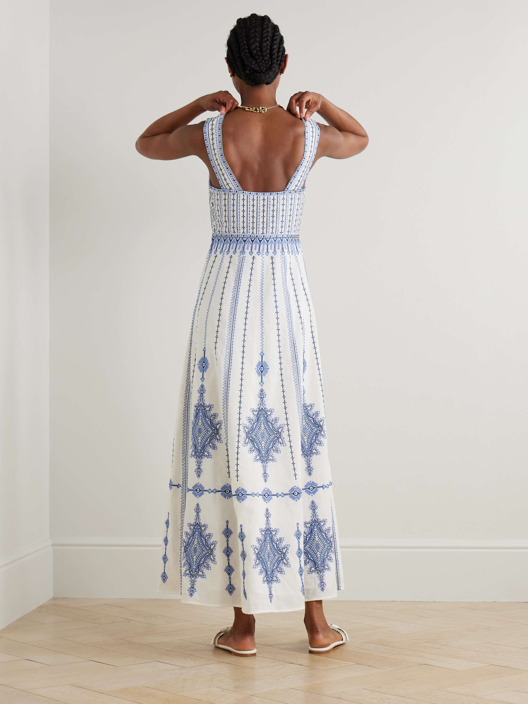 Nellie embroidered linen and cotton-blend maxi dress view