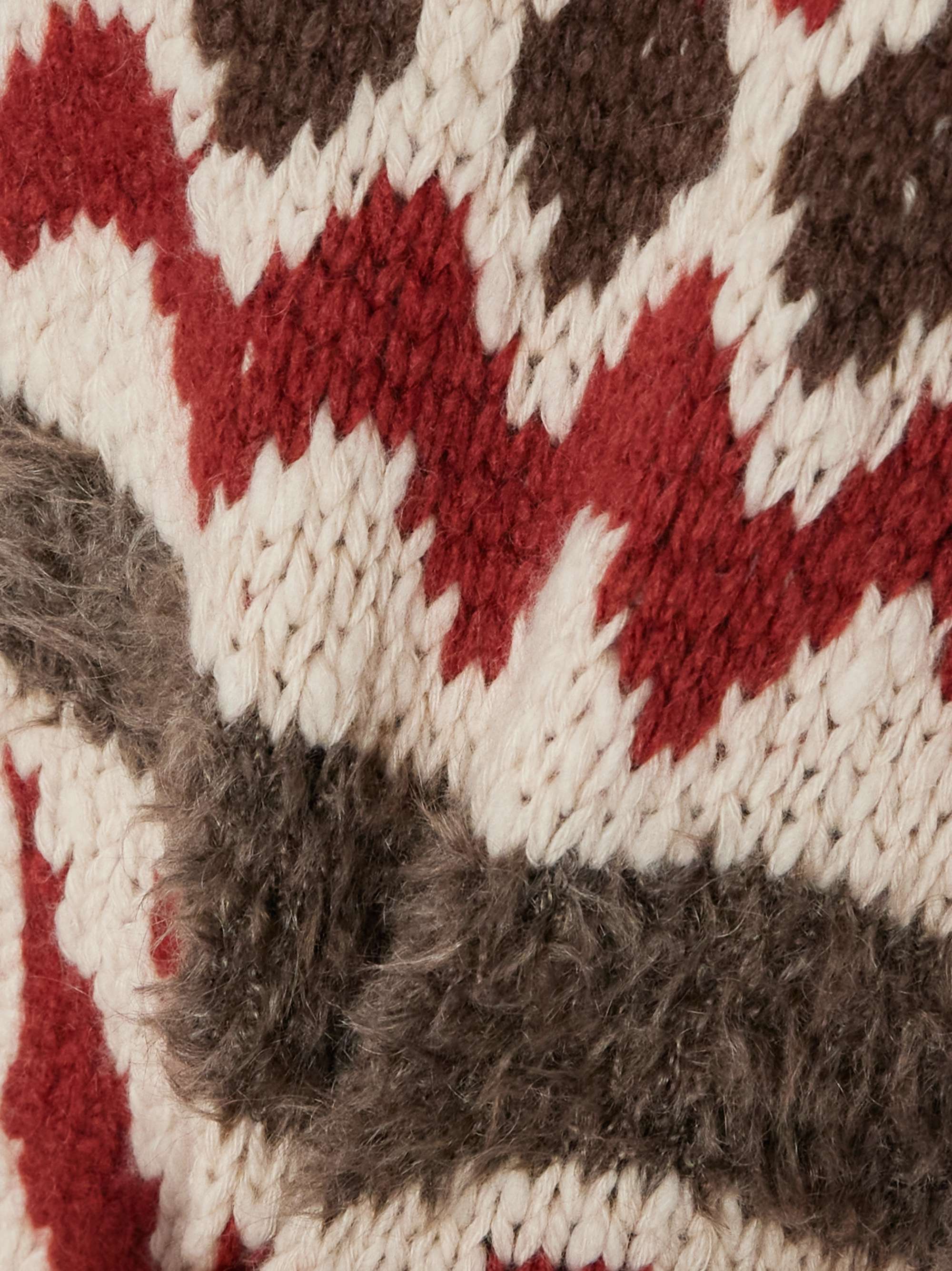 Oversized intarsia cashmere zip-up cardigan view