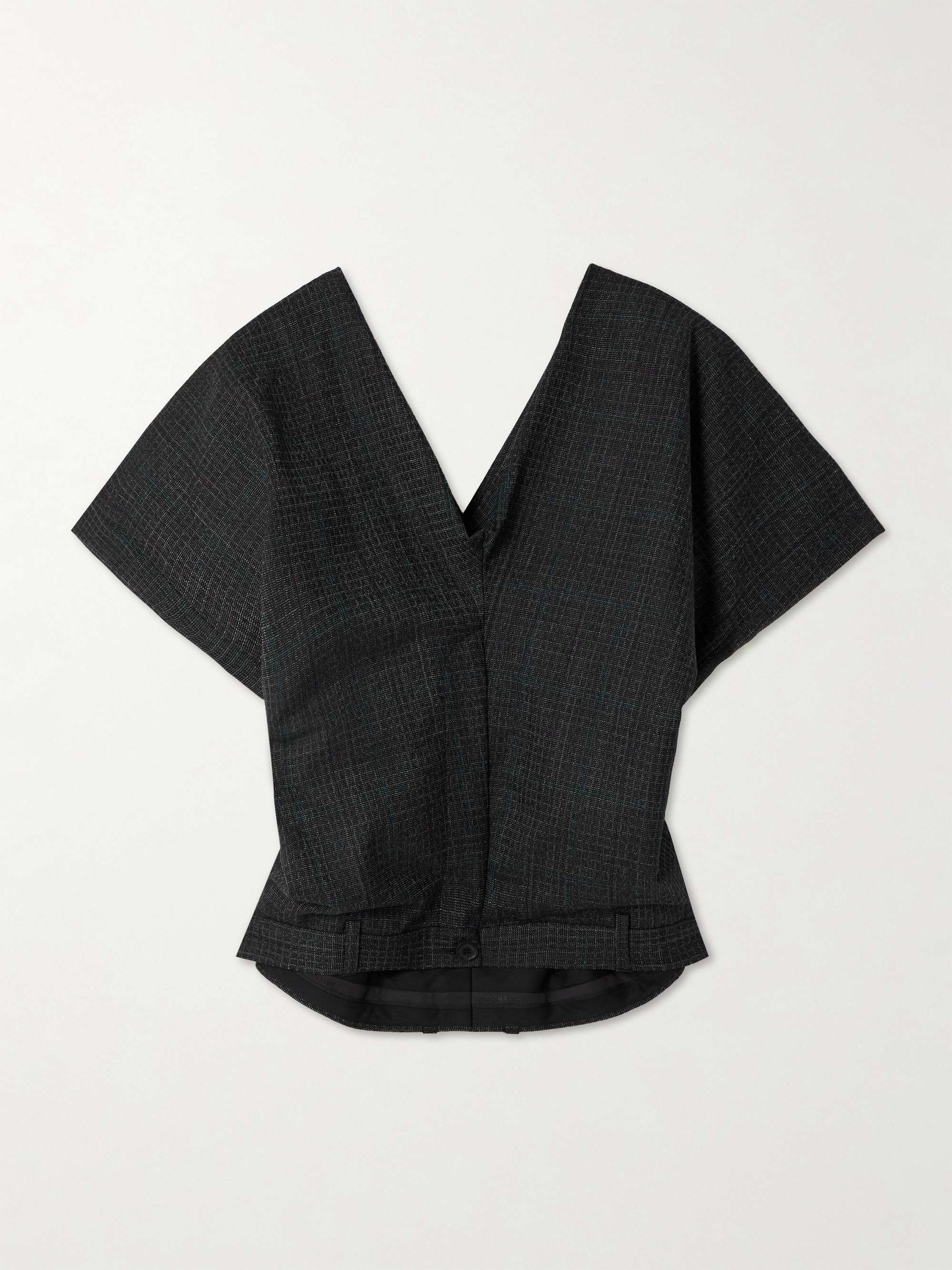 Draped checked wool-twill top hero visual