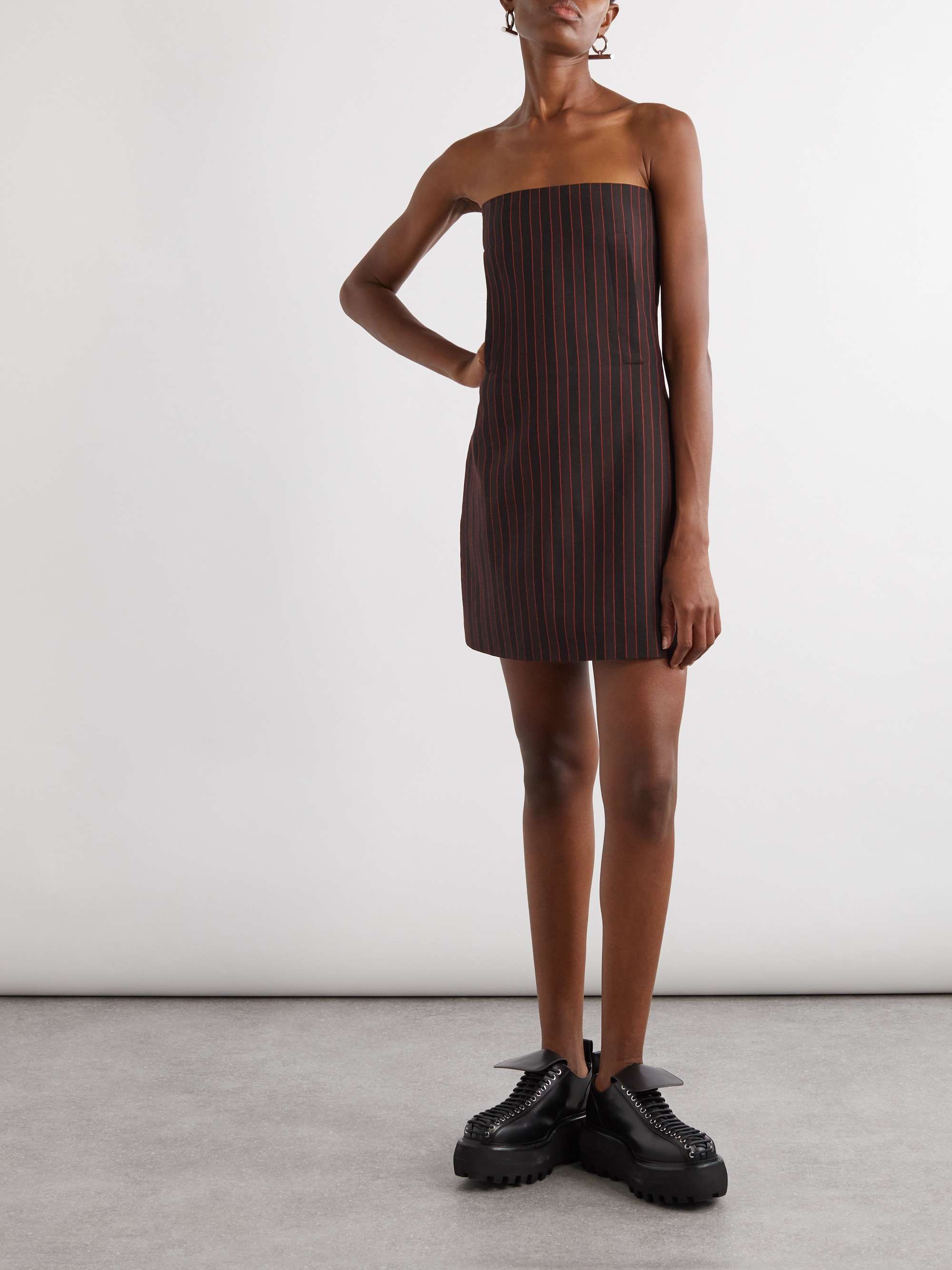 Strapless embroidered cotton-jacquard mini dress view