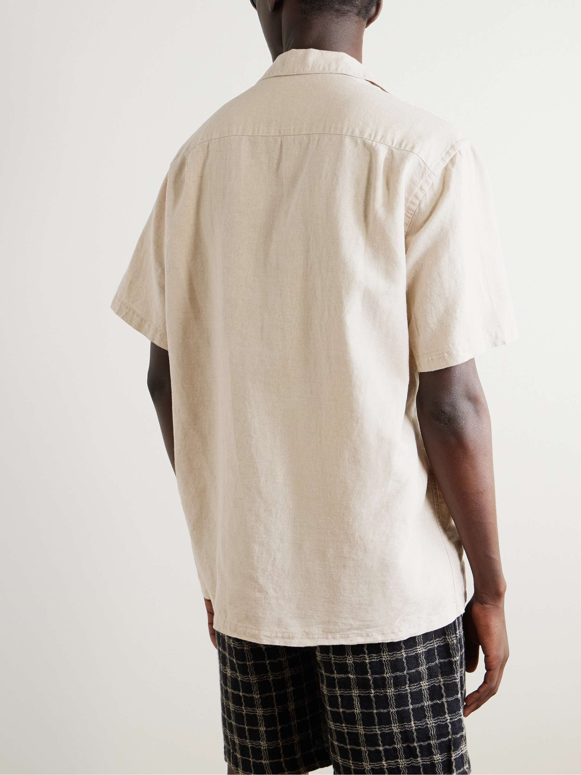 Colibri Convertible-Collar Embroidered Linen and Cotton-Blend Shirt view