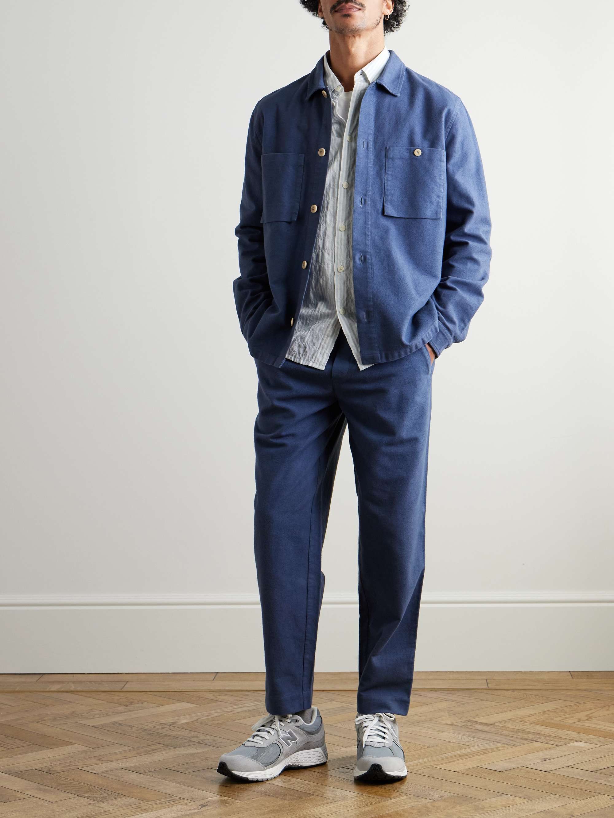 Button-Down Collar Striped Cotton-Blend Seersucker Shirt view