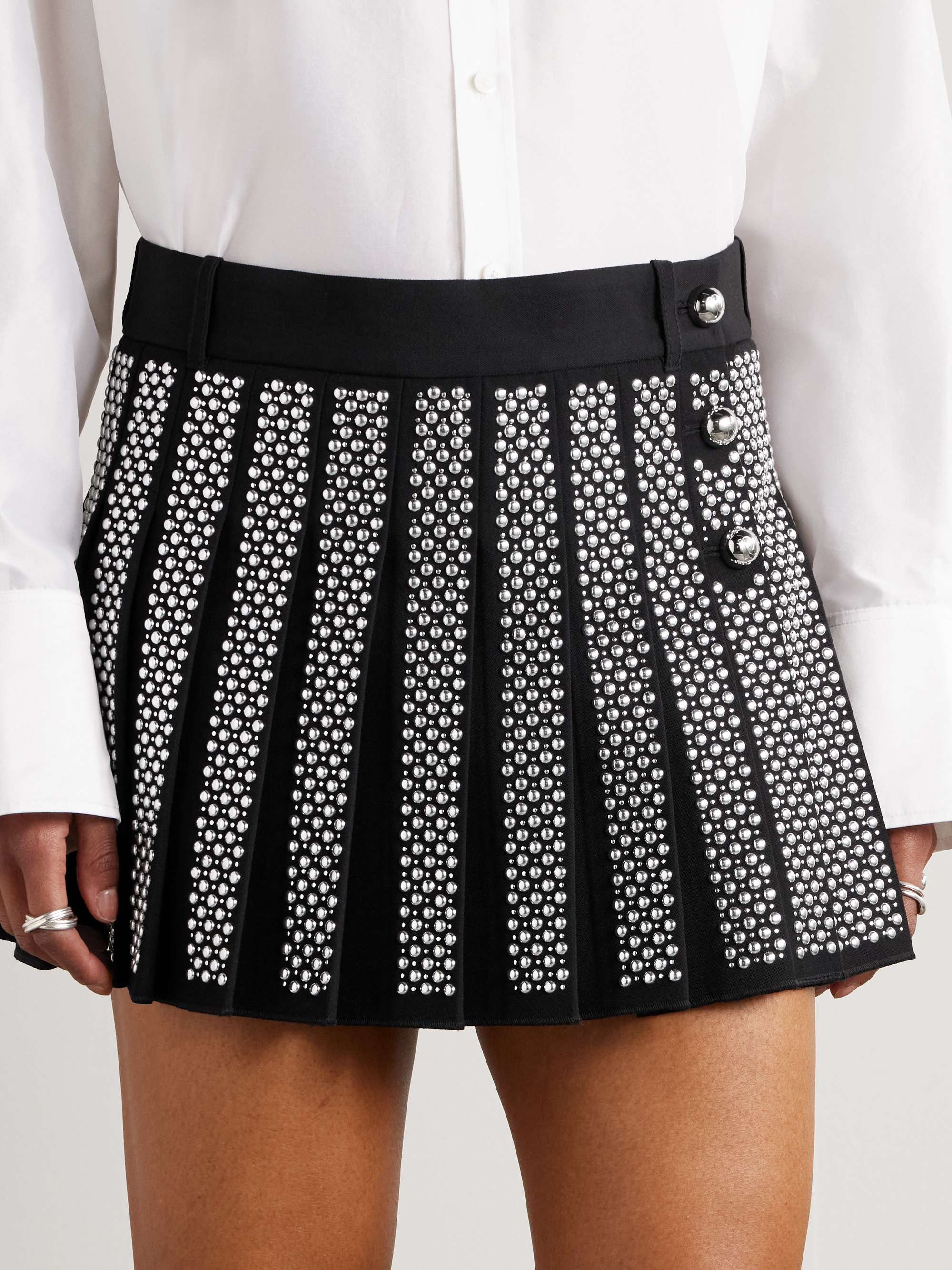Embellished grain de poudre wool mini skirt view